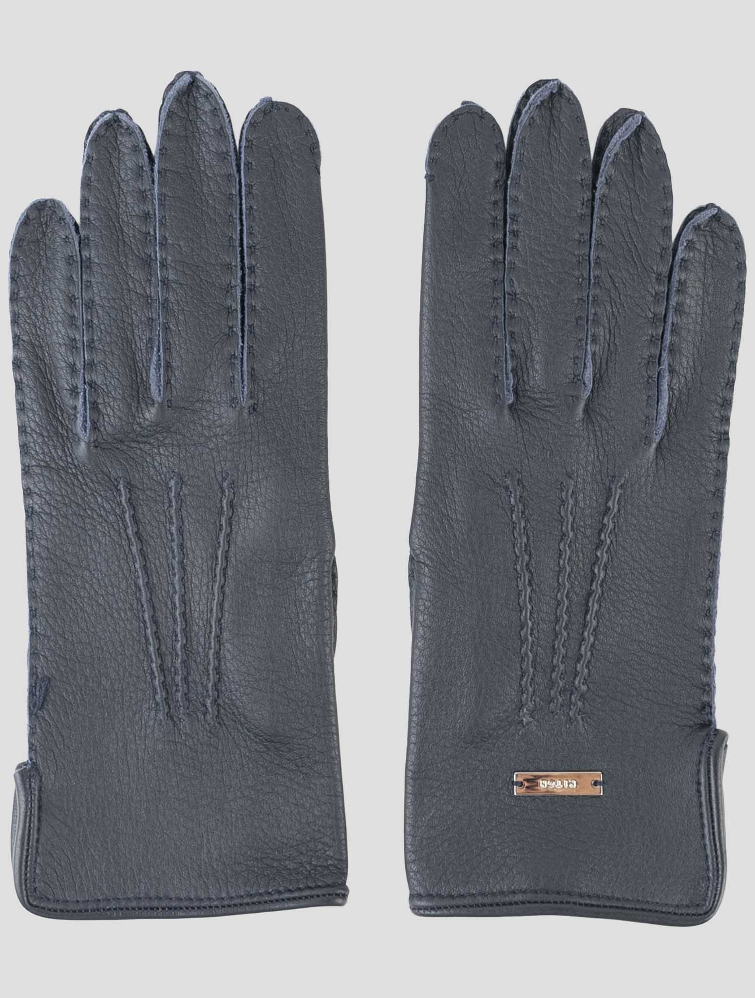 Kiton Blue Leather Gloves