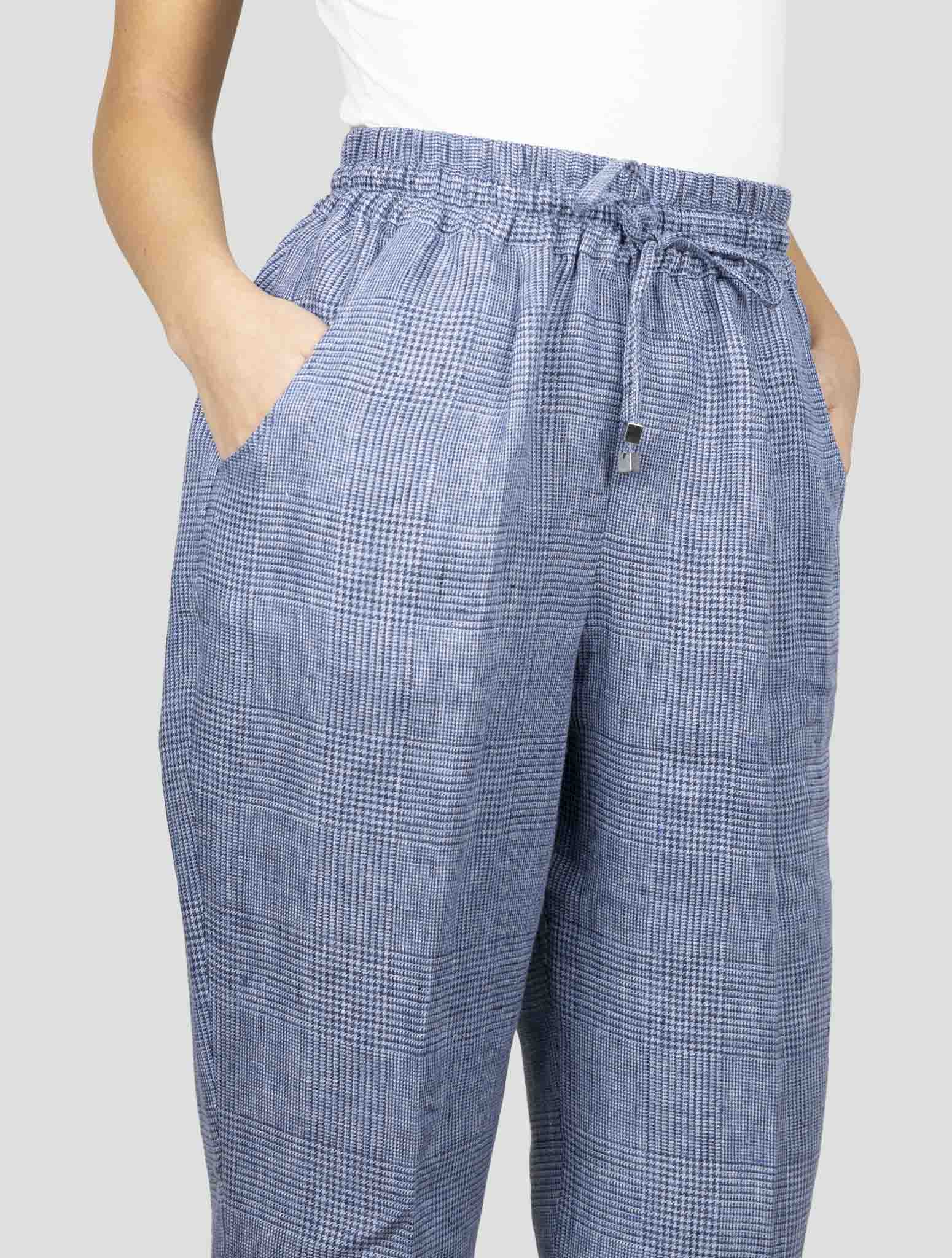 Kiton Blue Linen Pants