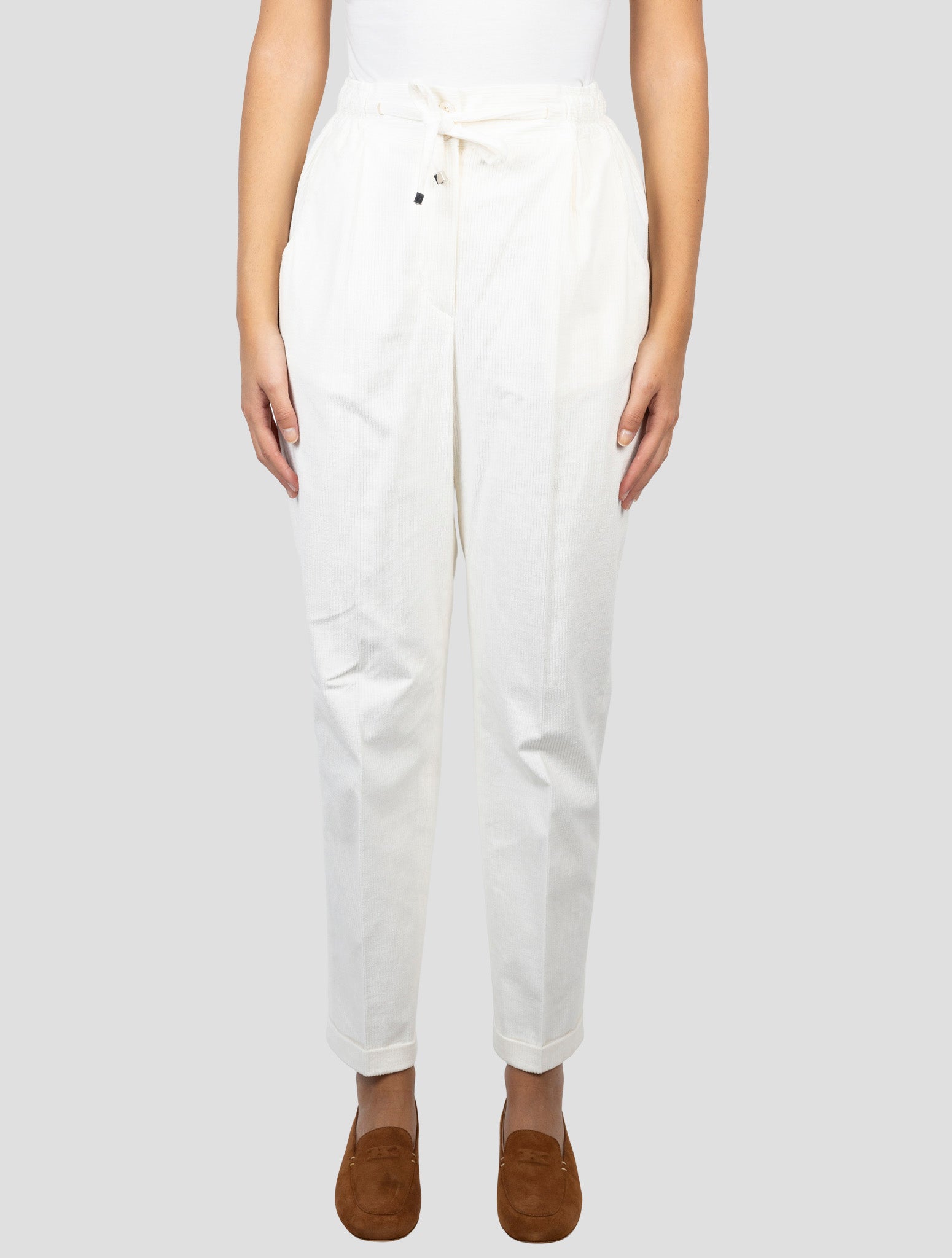 Kiton White Cotton Cashmere Ea Pants