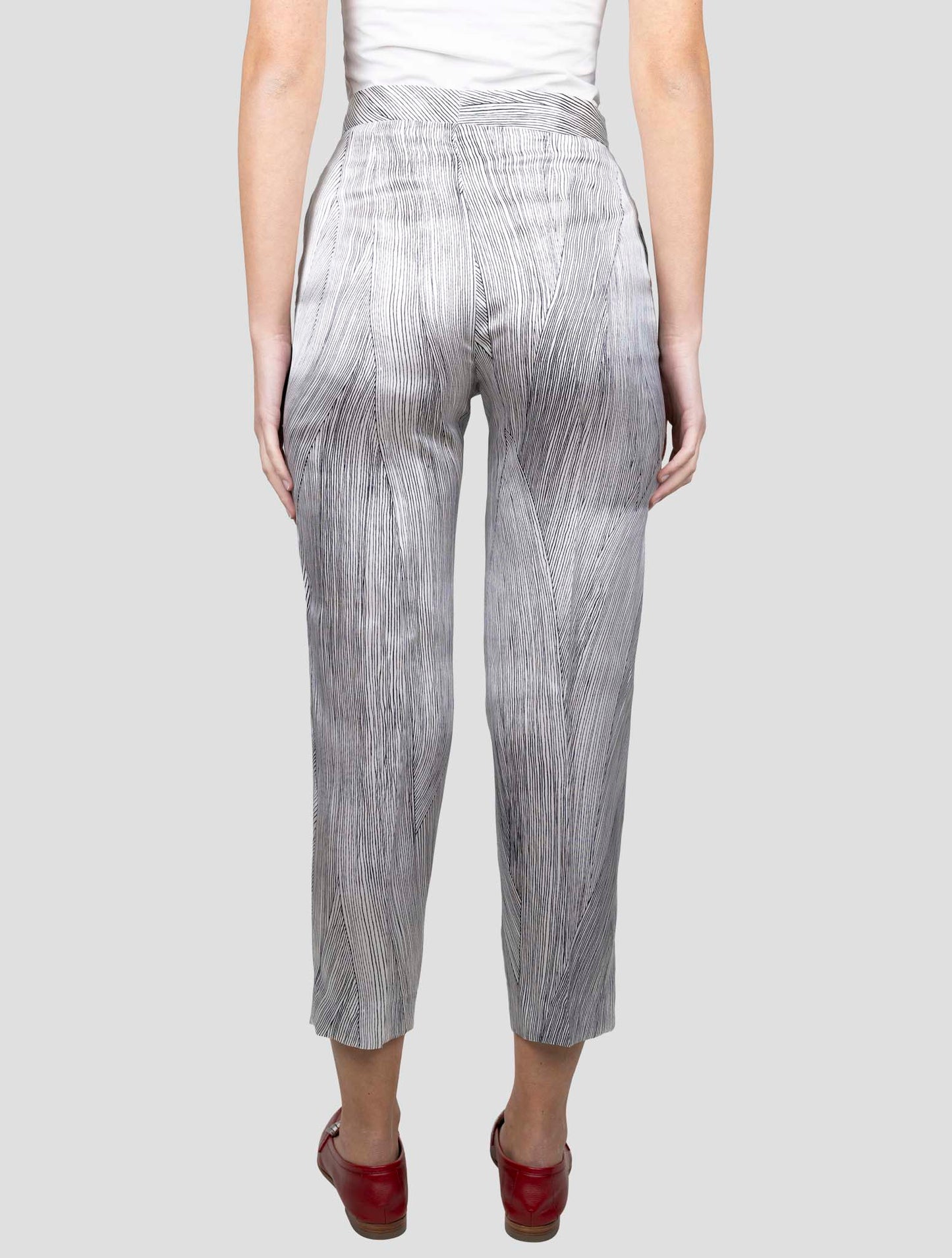 Kiton White Blue Silk Pants