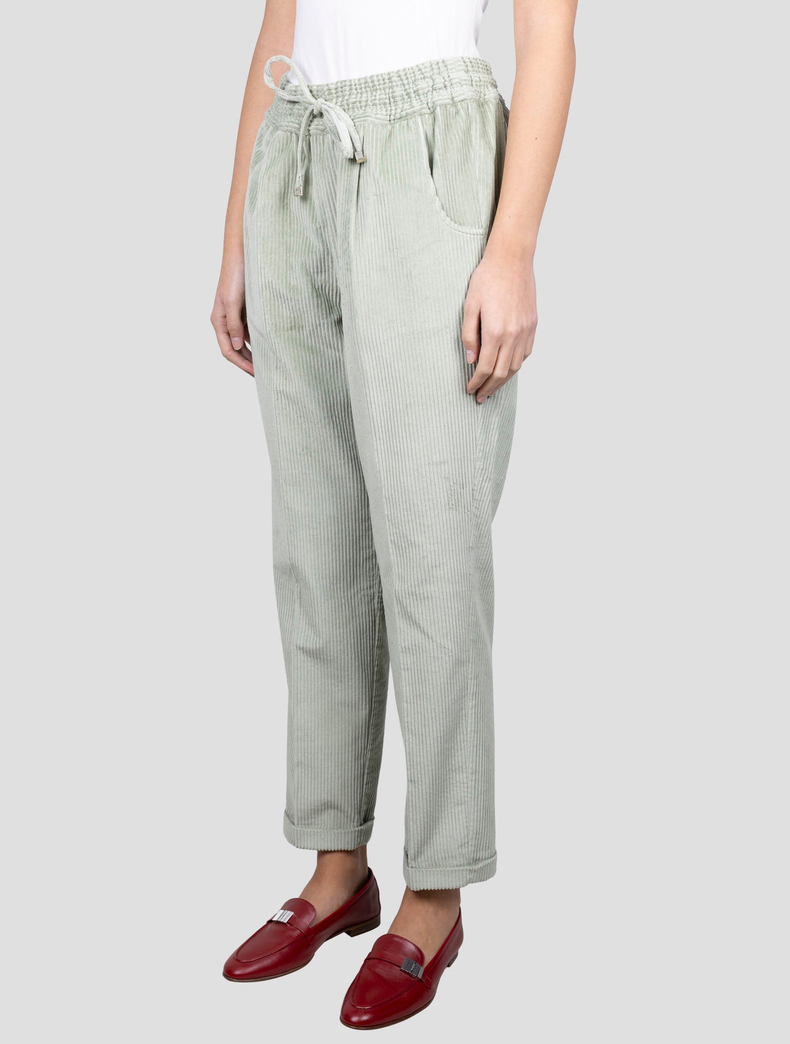 Kiton Green Cotton Velvet Pants