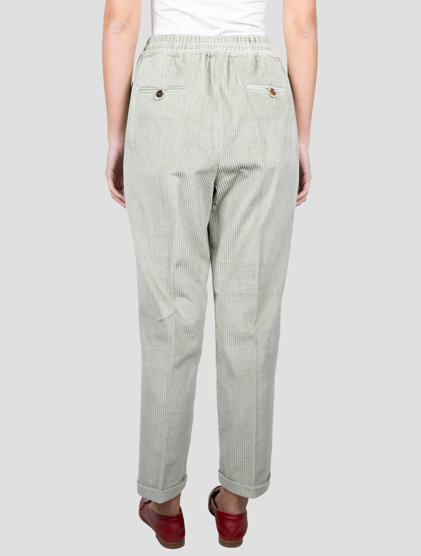 Kiton Green Cotton Velvet Pants
