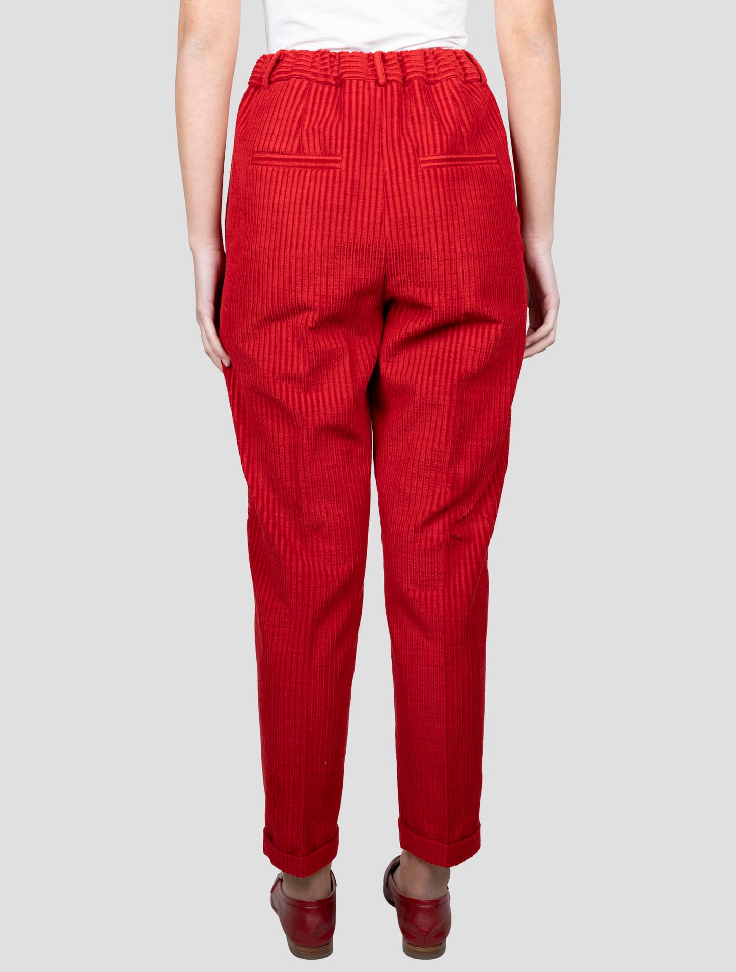 Kiton Red Cotton Velvet Pants