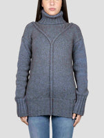 Kiton Blue Brown Cotton Yak Wool Sweater Turtleneck