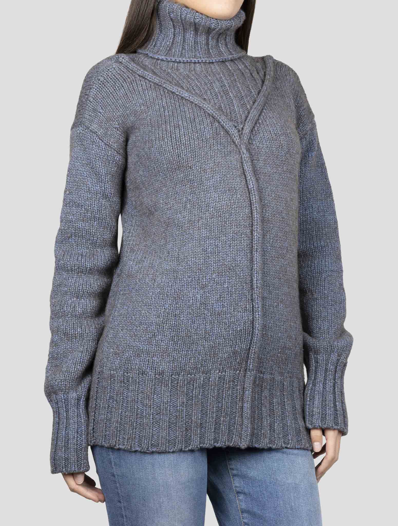 Kiton Blue Brown Cotton Yak Wool Sweater Turtleneck