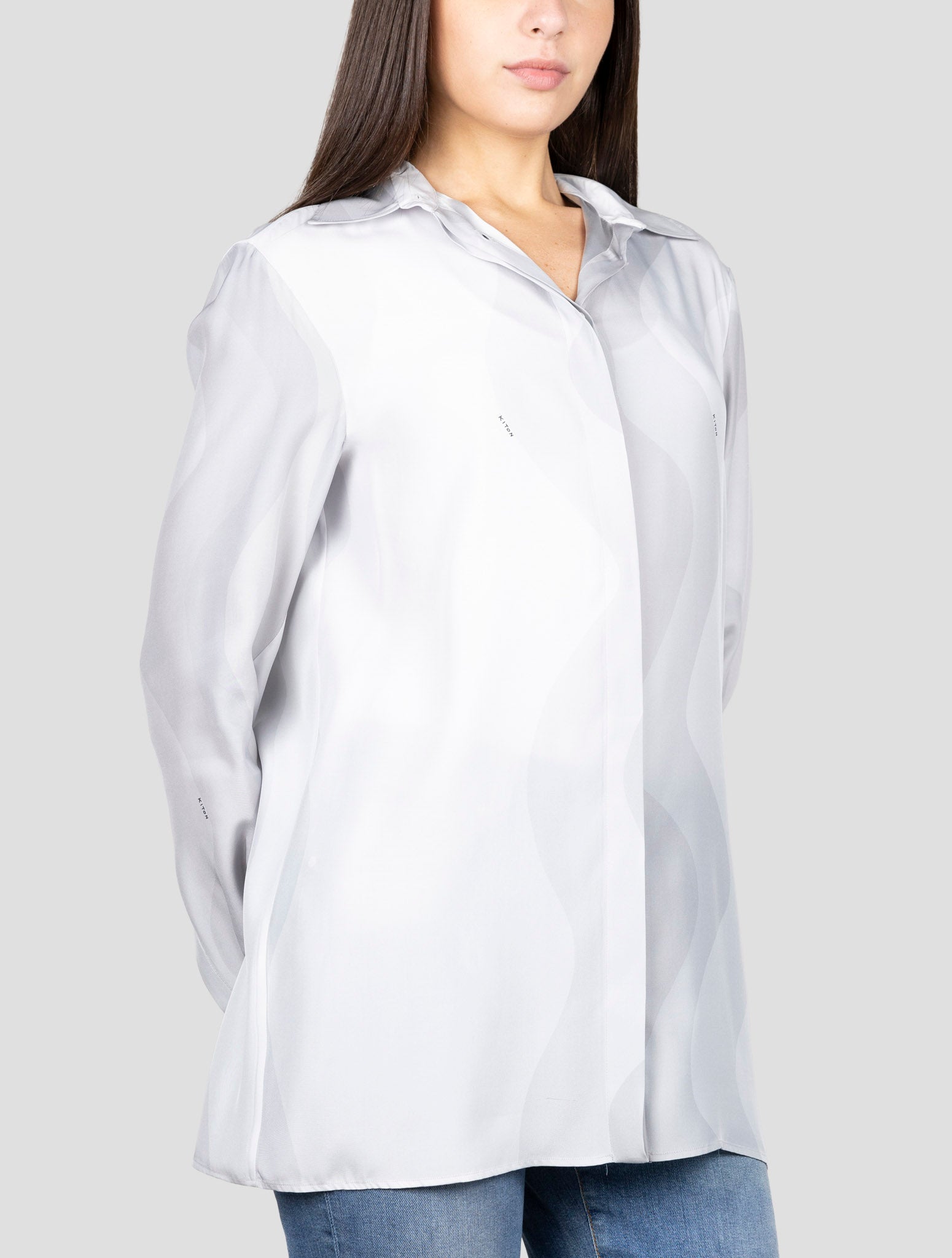 Kiton Gray Silk Shirt