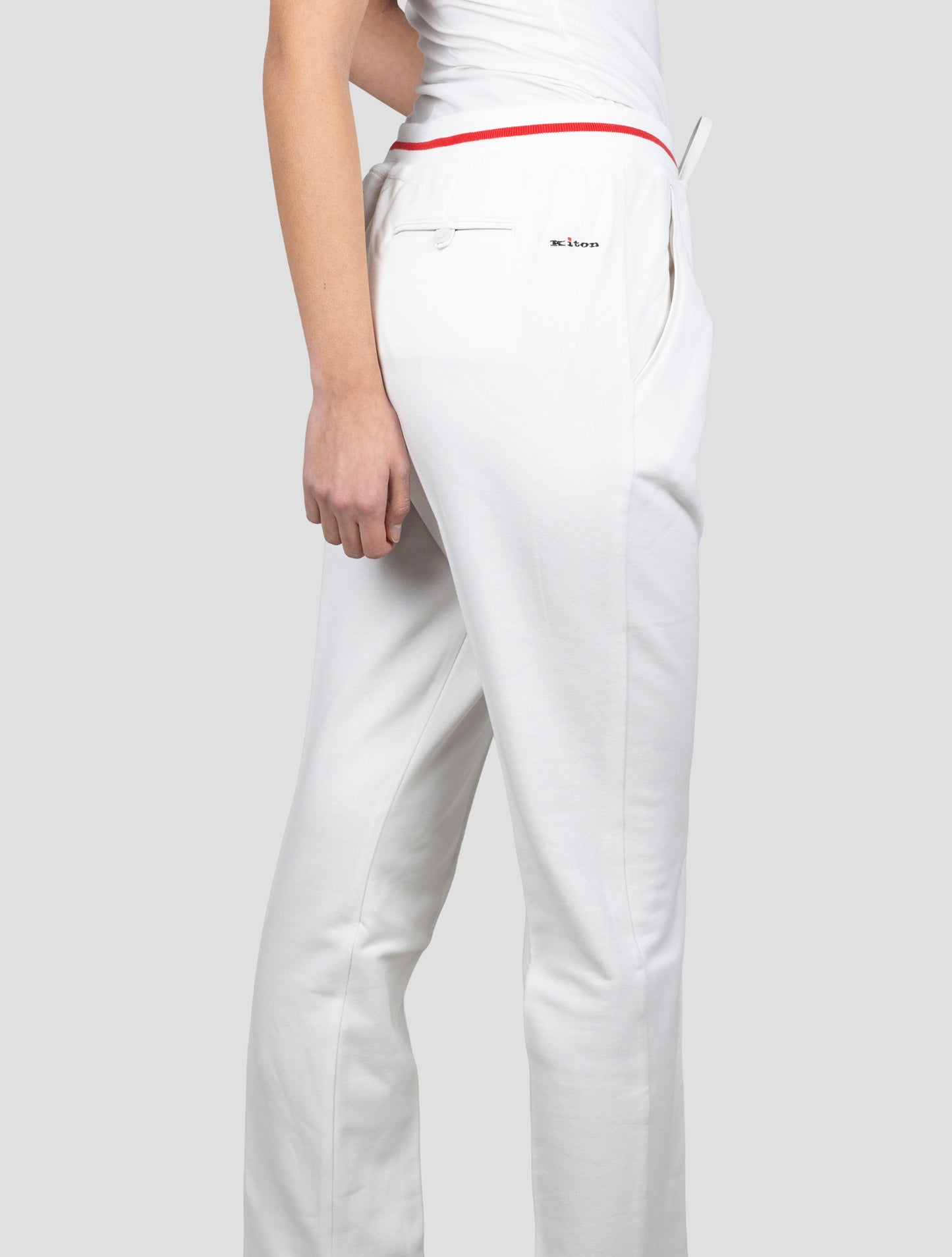 Kiton White Cotton Cashmere Pants