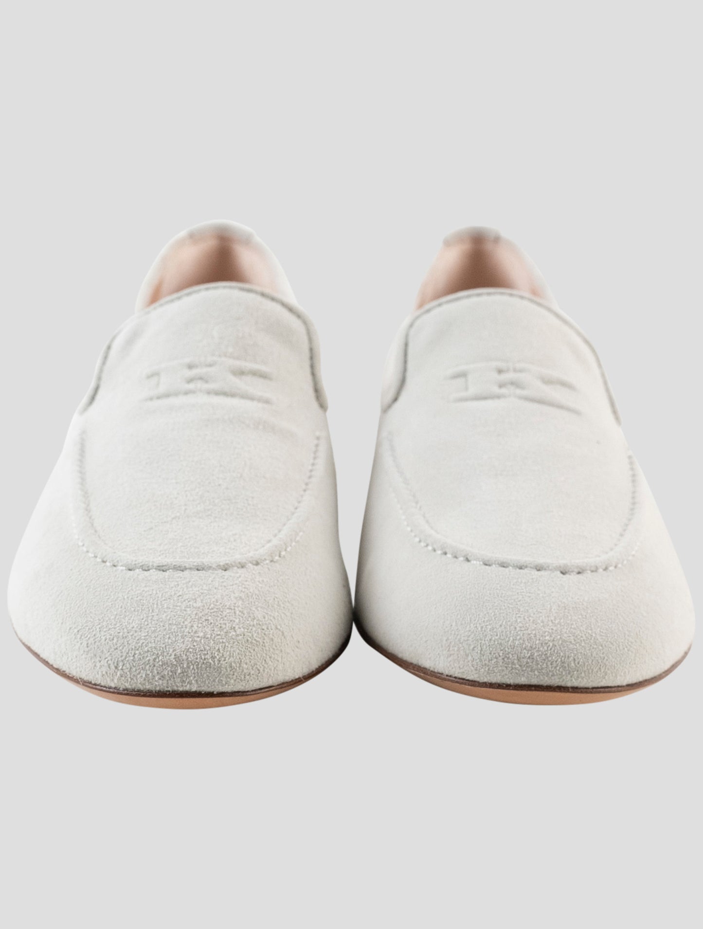 Kiton Beige Leather Suede  Loafers