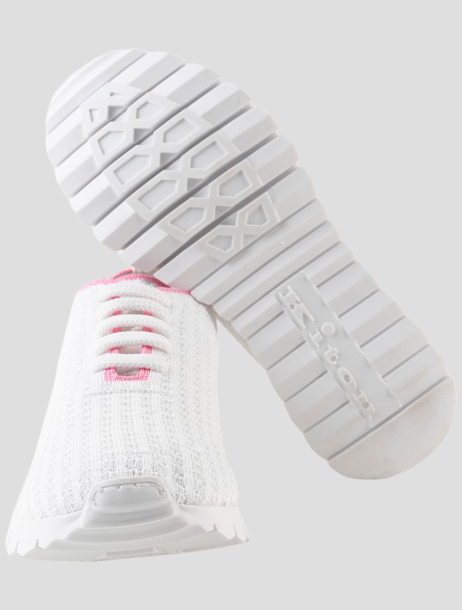 Kiton White Pink Cotton Ea Sneakers