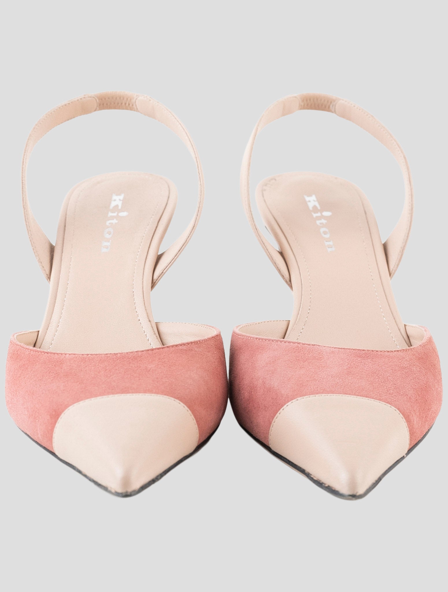 Kiton Pink Leather Suede Slingback