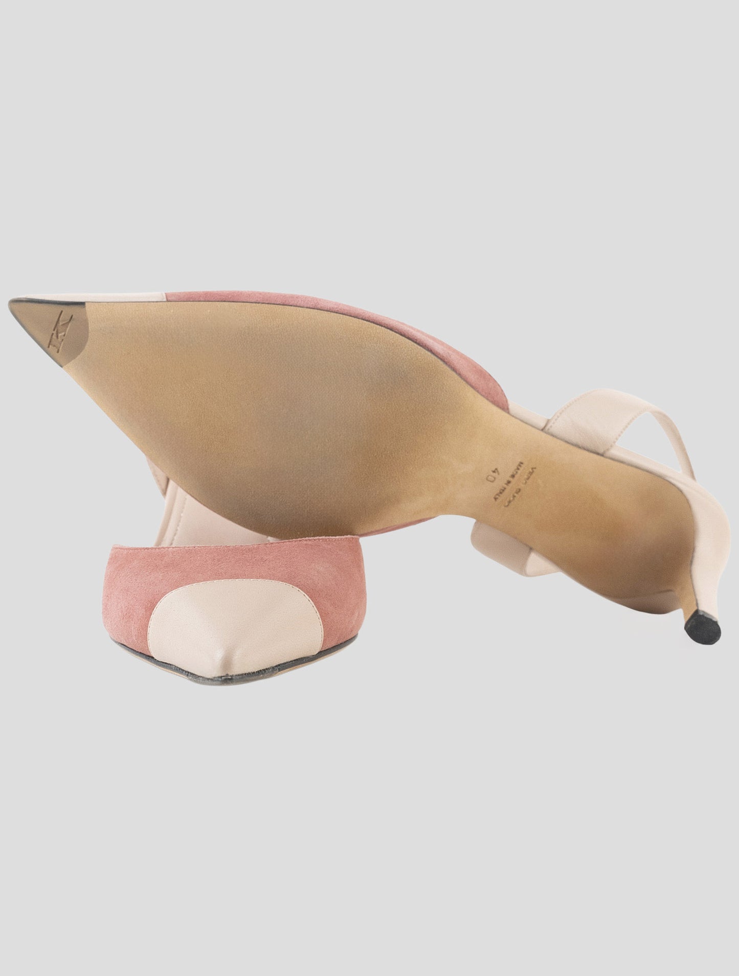 Kiton Pink Leather Suede Slingback