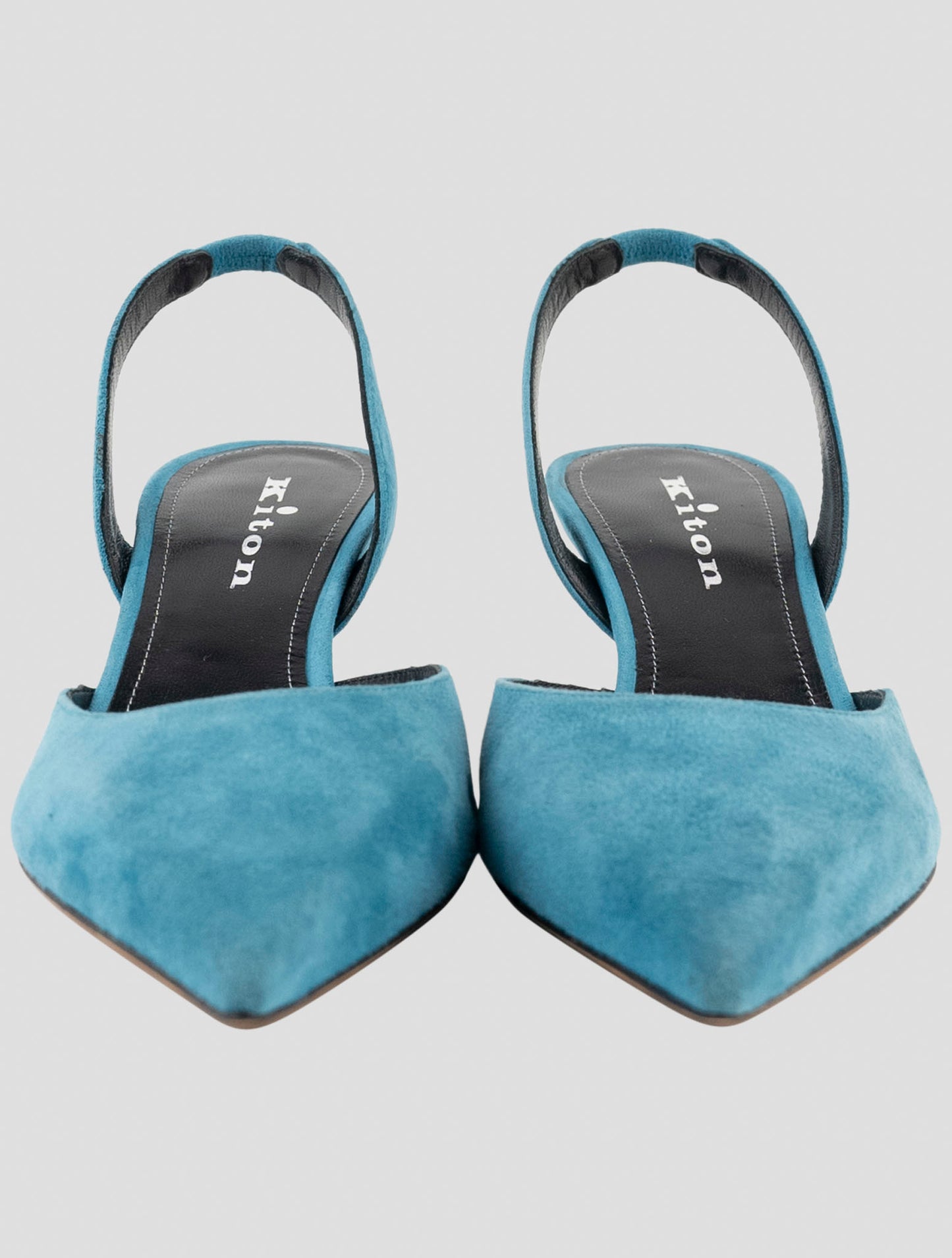 Kiton Light Blue Leather Suede Slingback