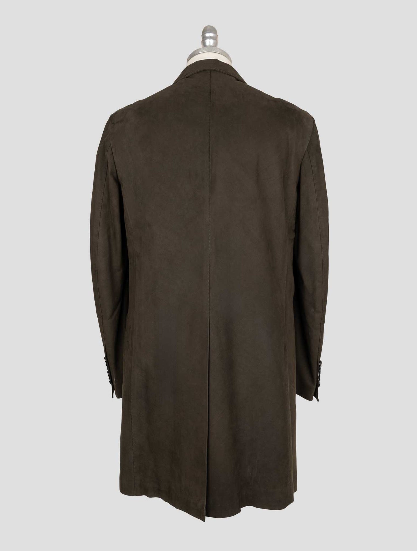 Kiton Brown Leather Suede Beaver Fur Overcoat