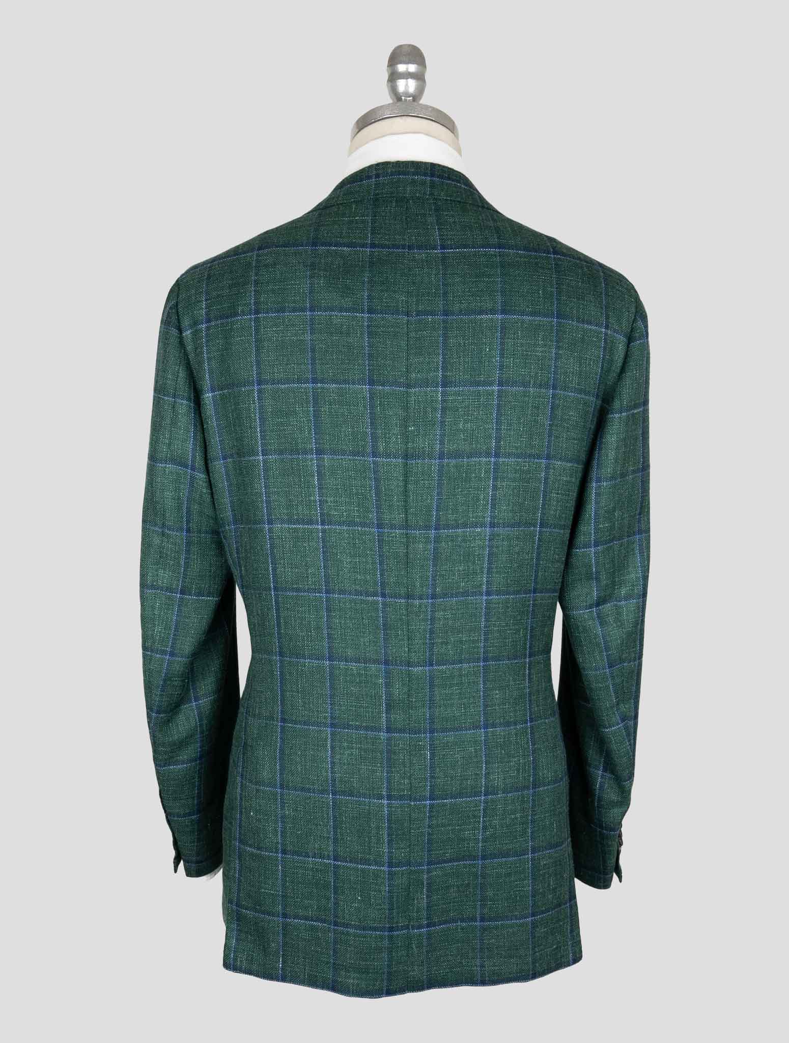 Kiton Green Blue Silk Cashmere Linen Blazer