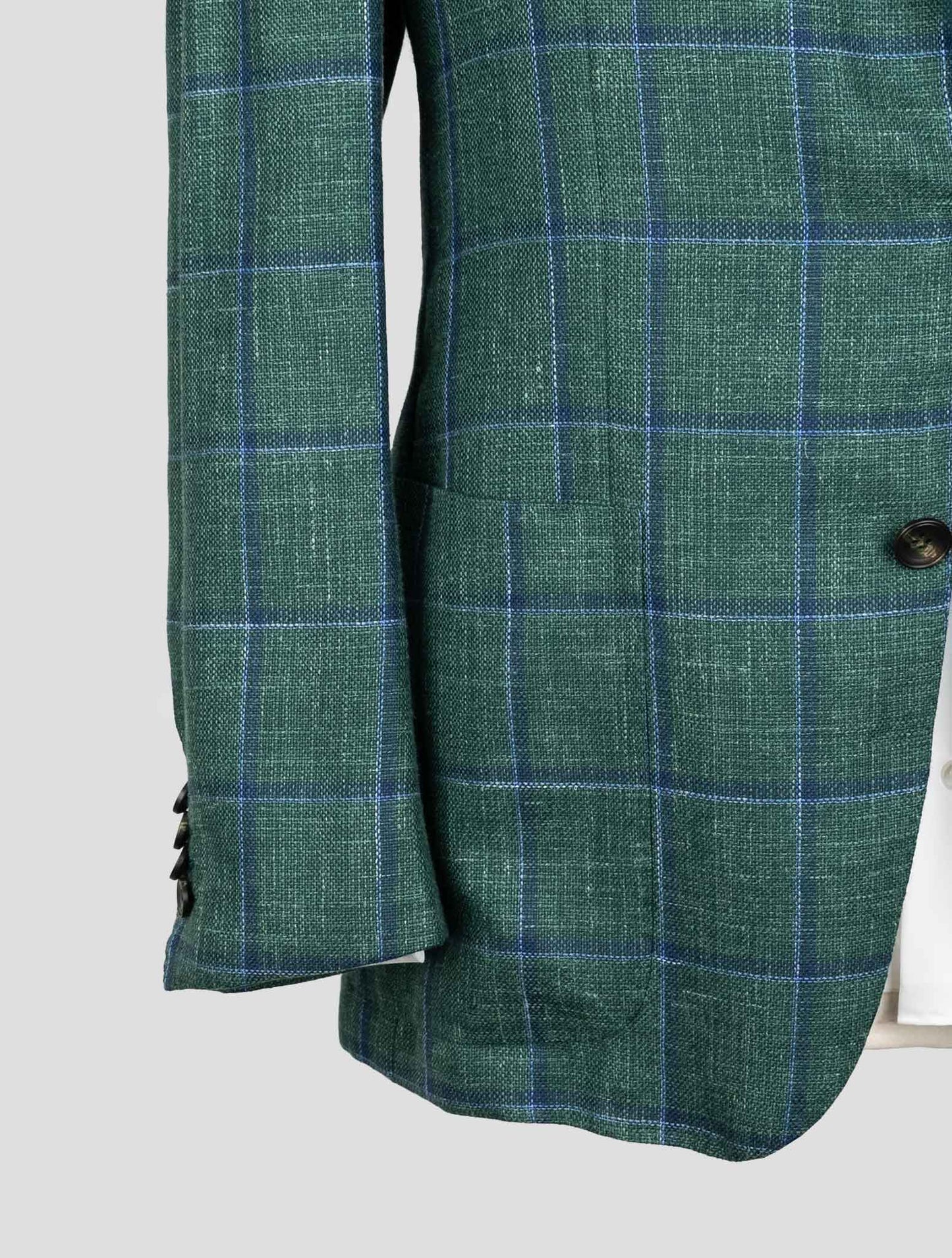 Kiton Green Blue Silk Cashmere Linen Blazer