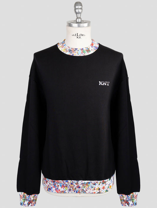 Kiton Knt Black Cotton Sweater Half Neck