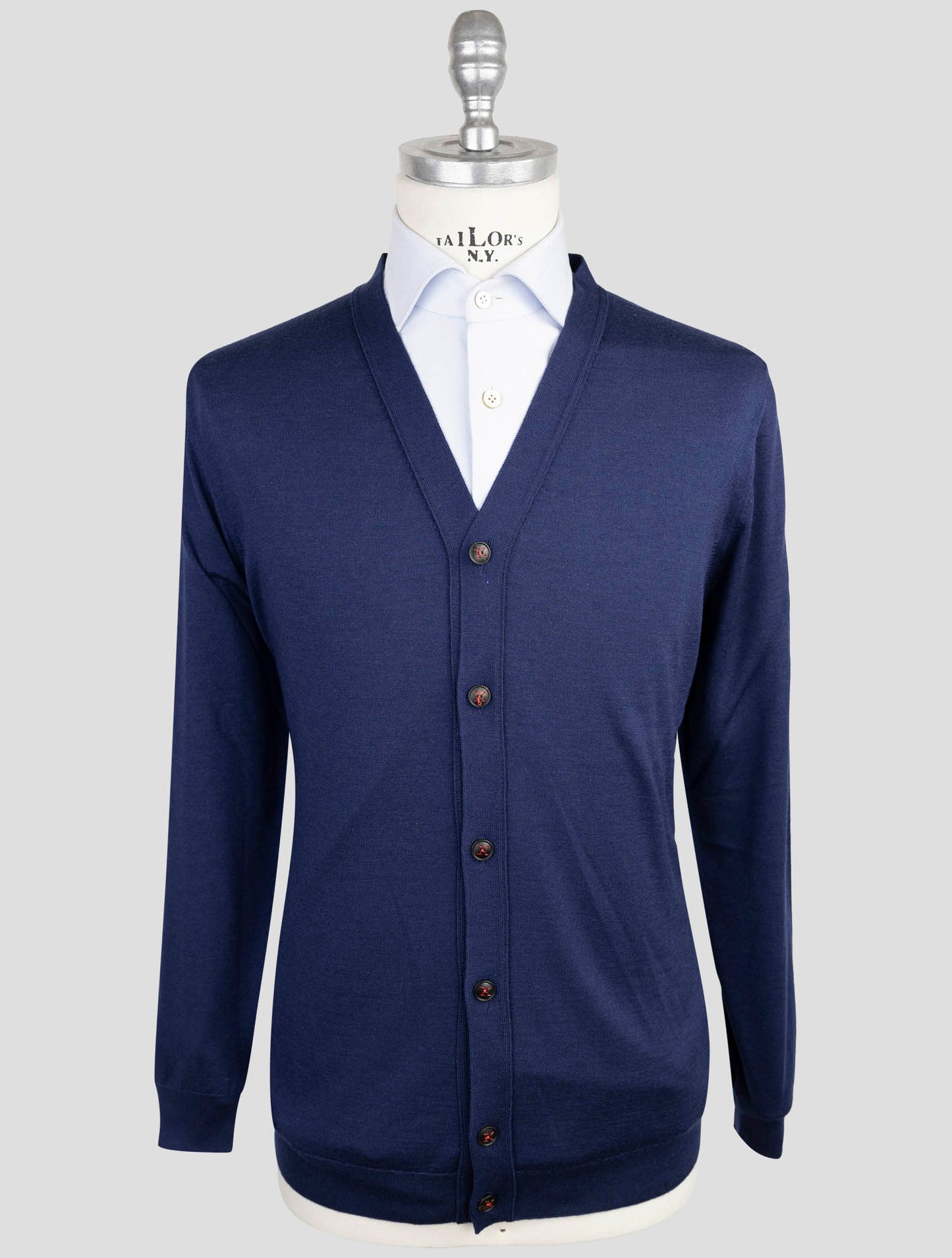 Kiton Blue Cashmere Silk Sweater Cardigan