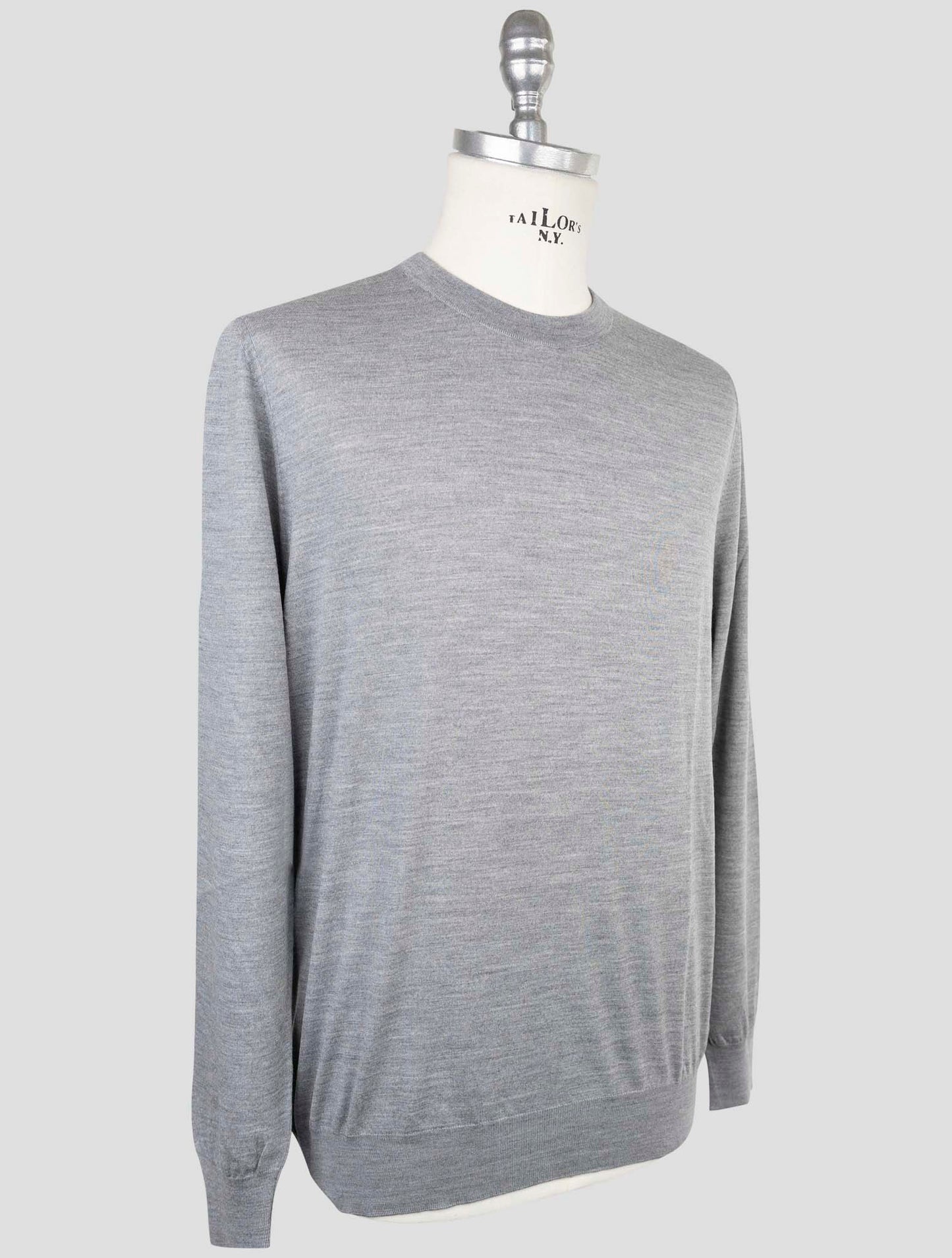 Kiton Gray Wool Sweater Crewneck