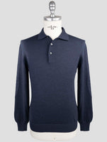Kiton Blue Virgin Wool Sweater Polo