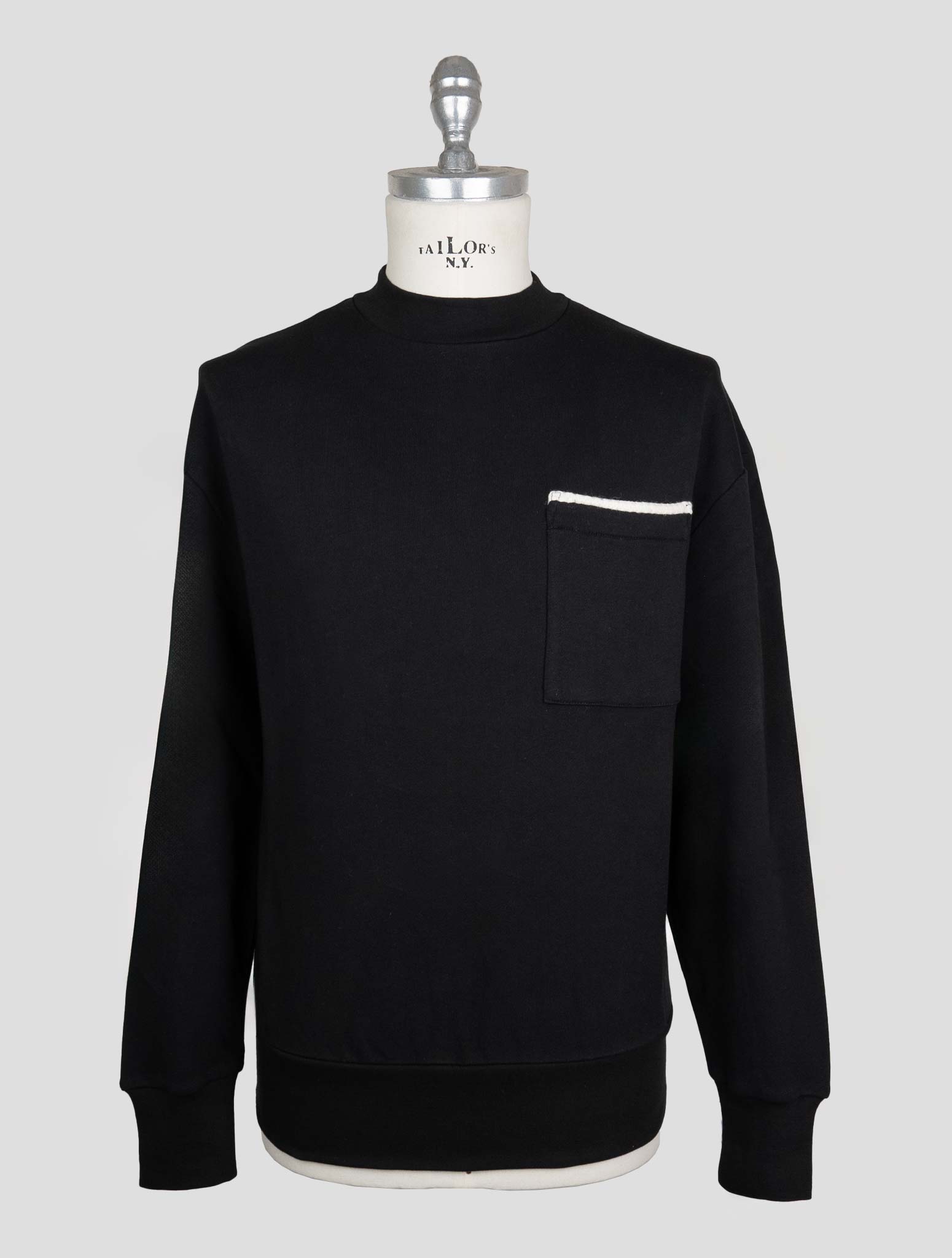 Kiton Knt Black Cotton Sweater Crewneck