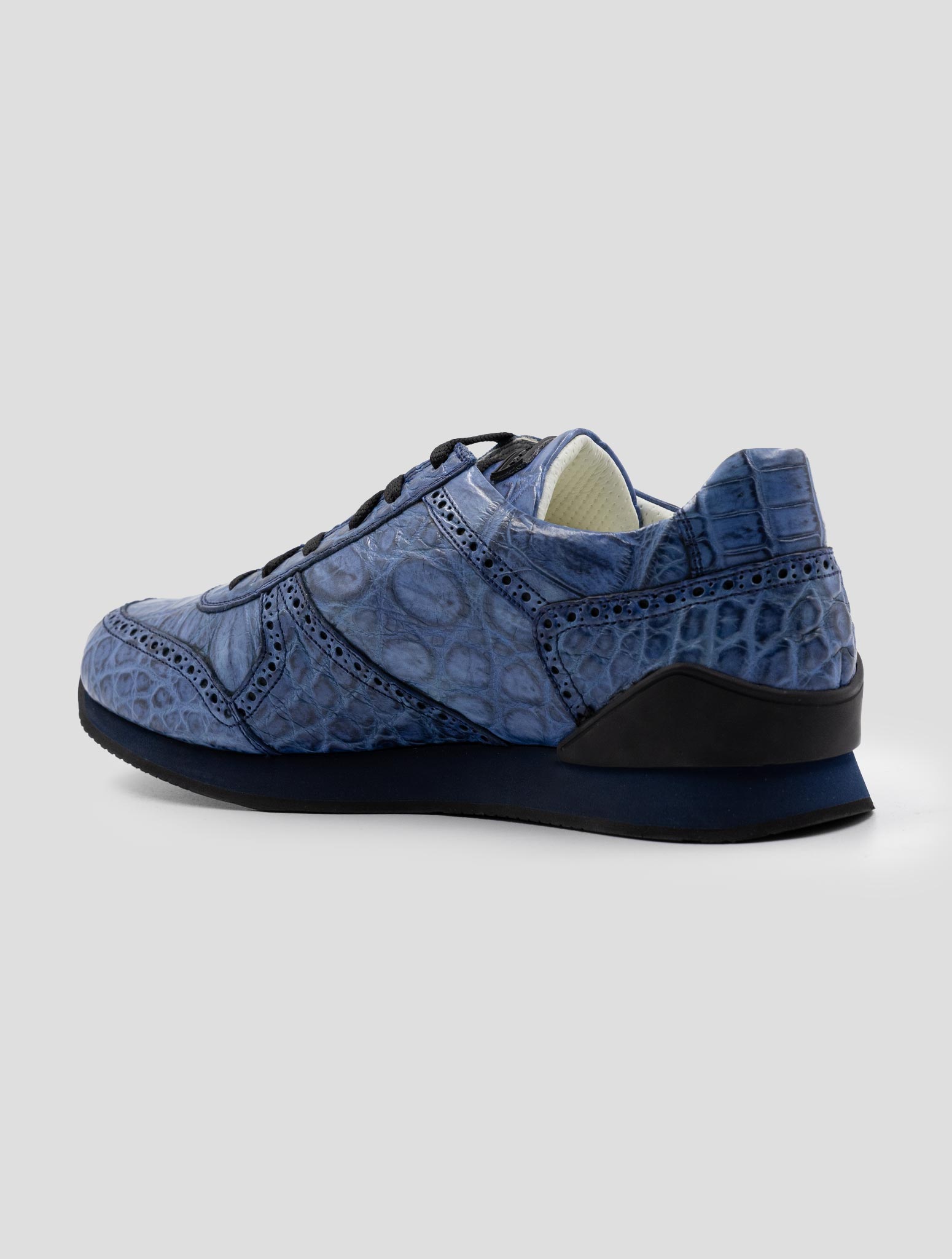 Kiton Blue Leather Crocodile Sneakers