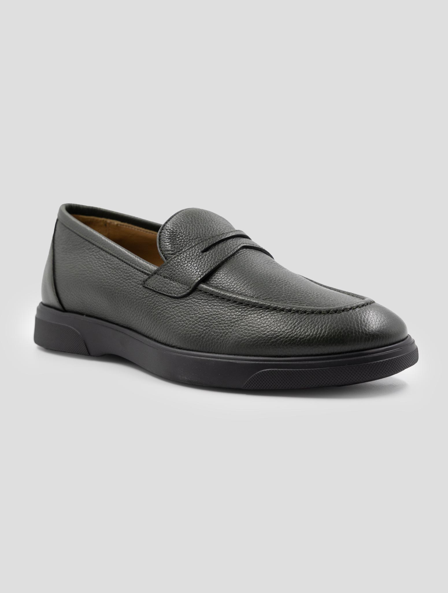 Kiton Green Leather Loafers