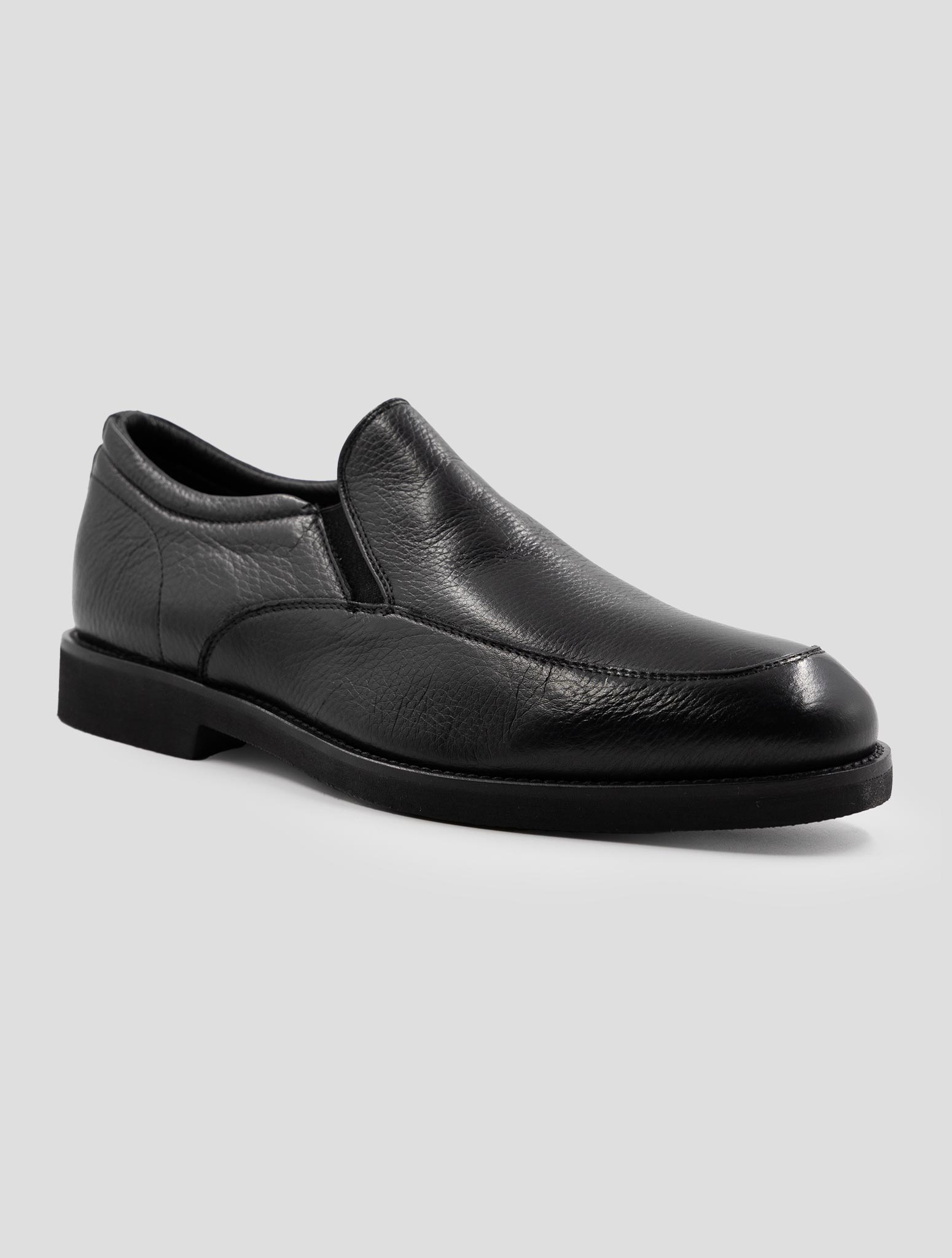 Kiton Black Leather  With Fur Loafers