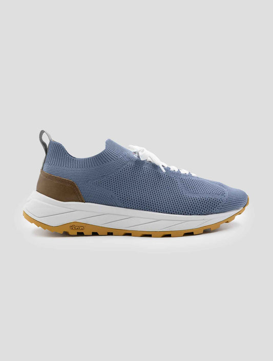Kiton Light Blue Pl Pu Wool Sneakers