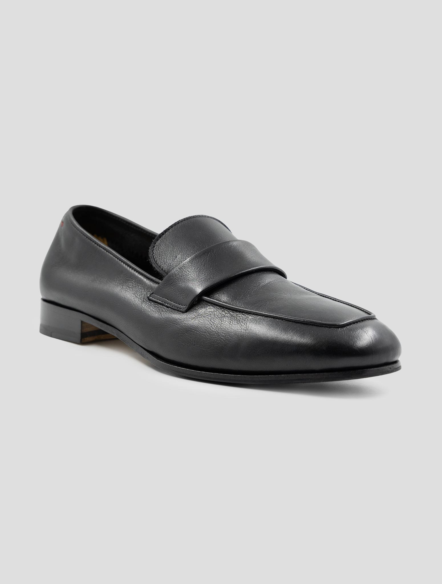 Kiton Black Leather Loafers