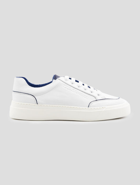 Kiton Blue White Leather Sneakers