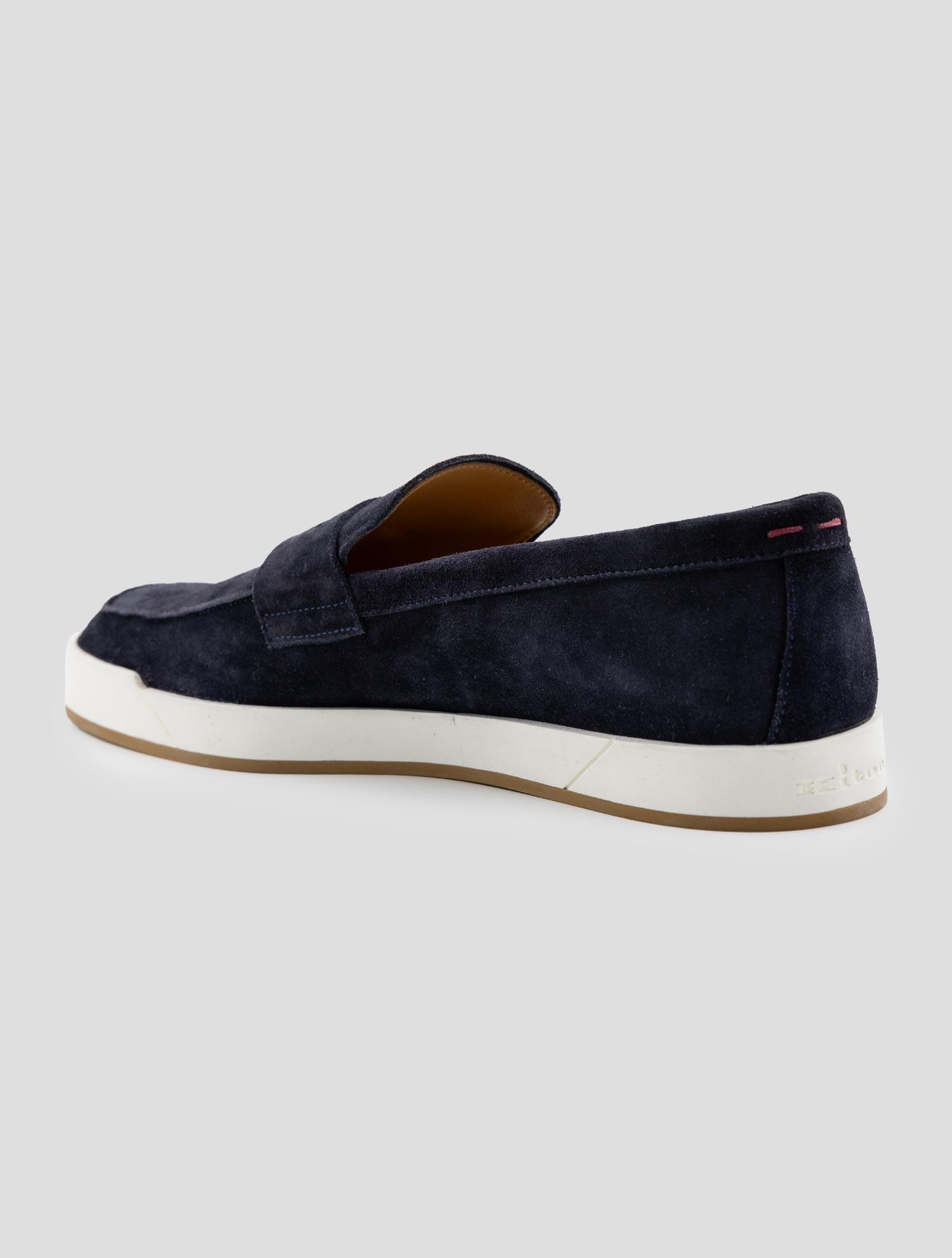 Kiton Blue Leather Suede Loafers