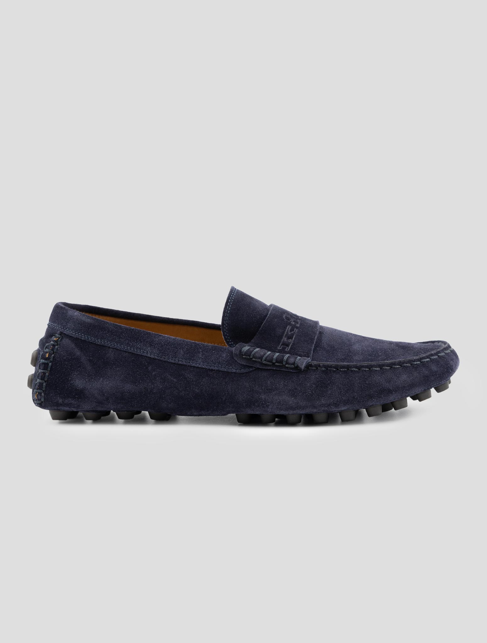 Kiton Blue Leather Suede Loafers