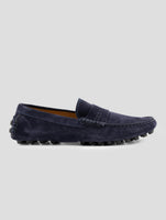 Kiton Blue Leather Suede Loafers