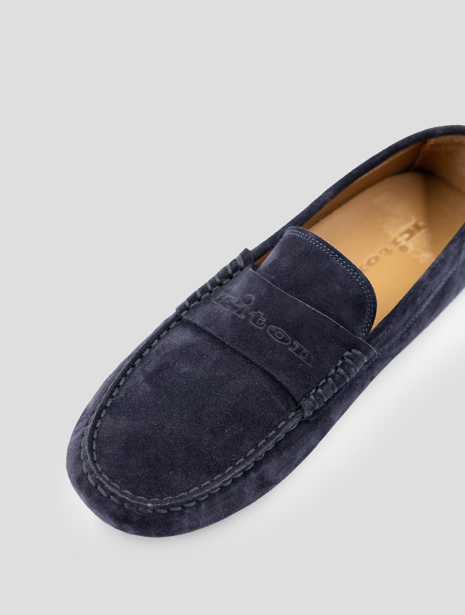 Kiton Blue Leather Suede Loafers