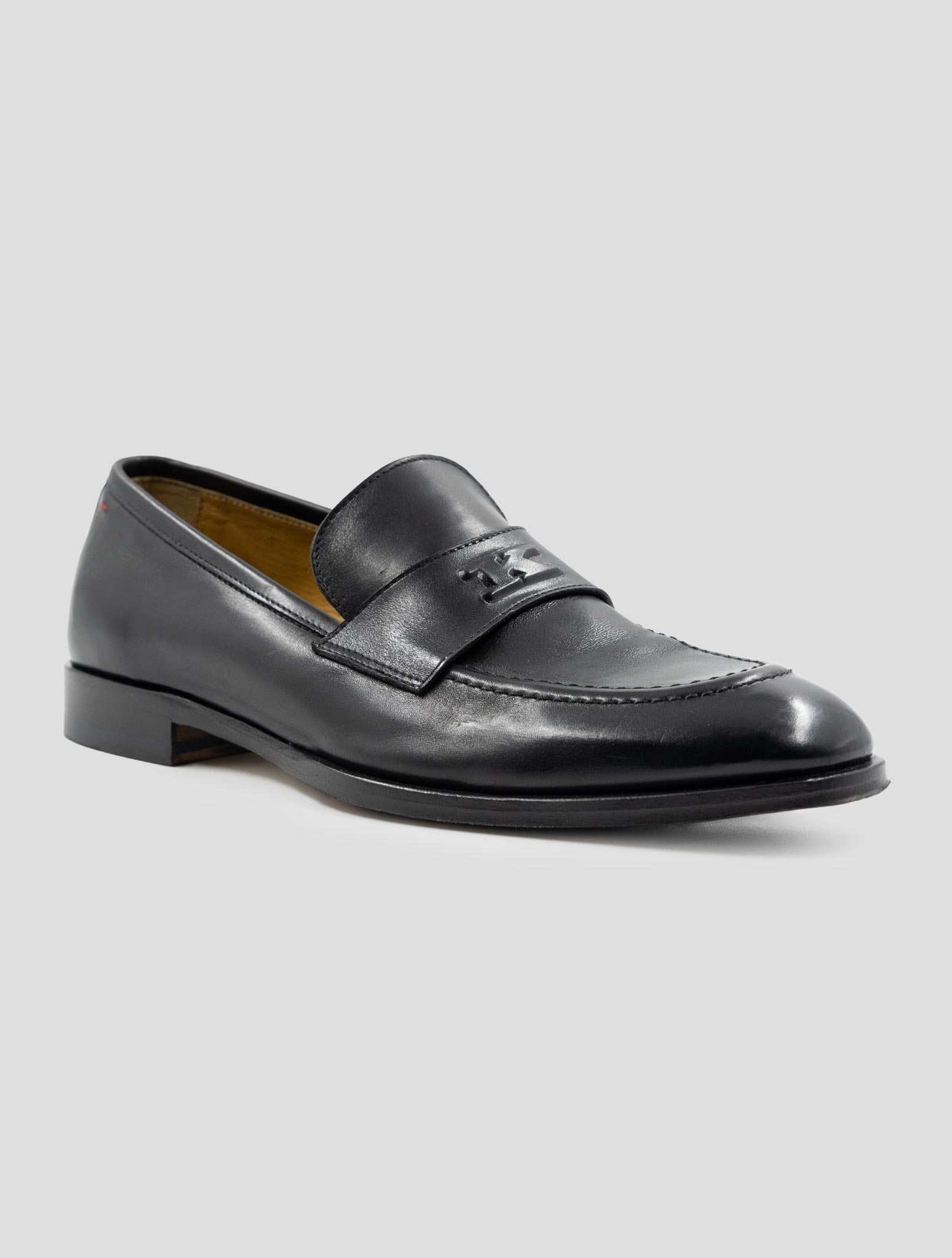 Kiton Black Leather Loafers