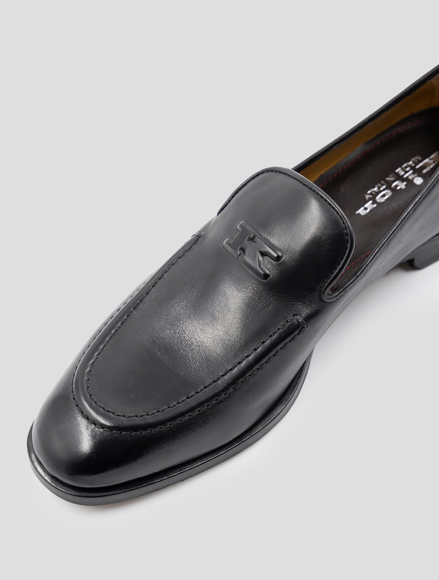 Kiton Black Leather Loafers