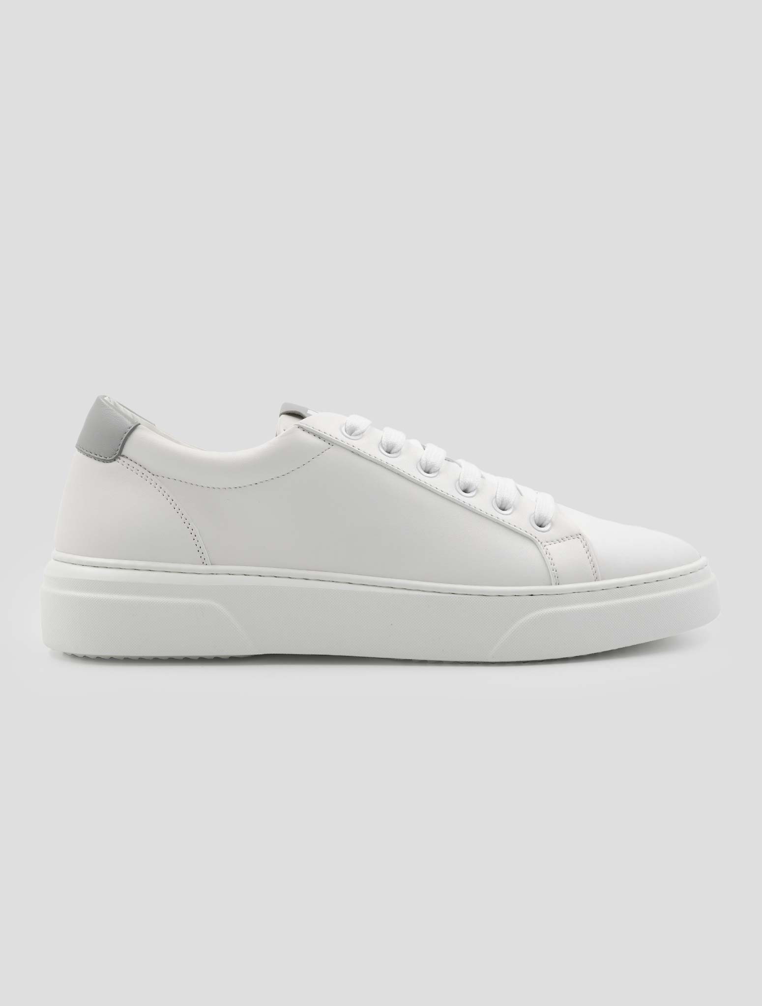 Kiton White Gray Leather Sneakers
