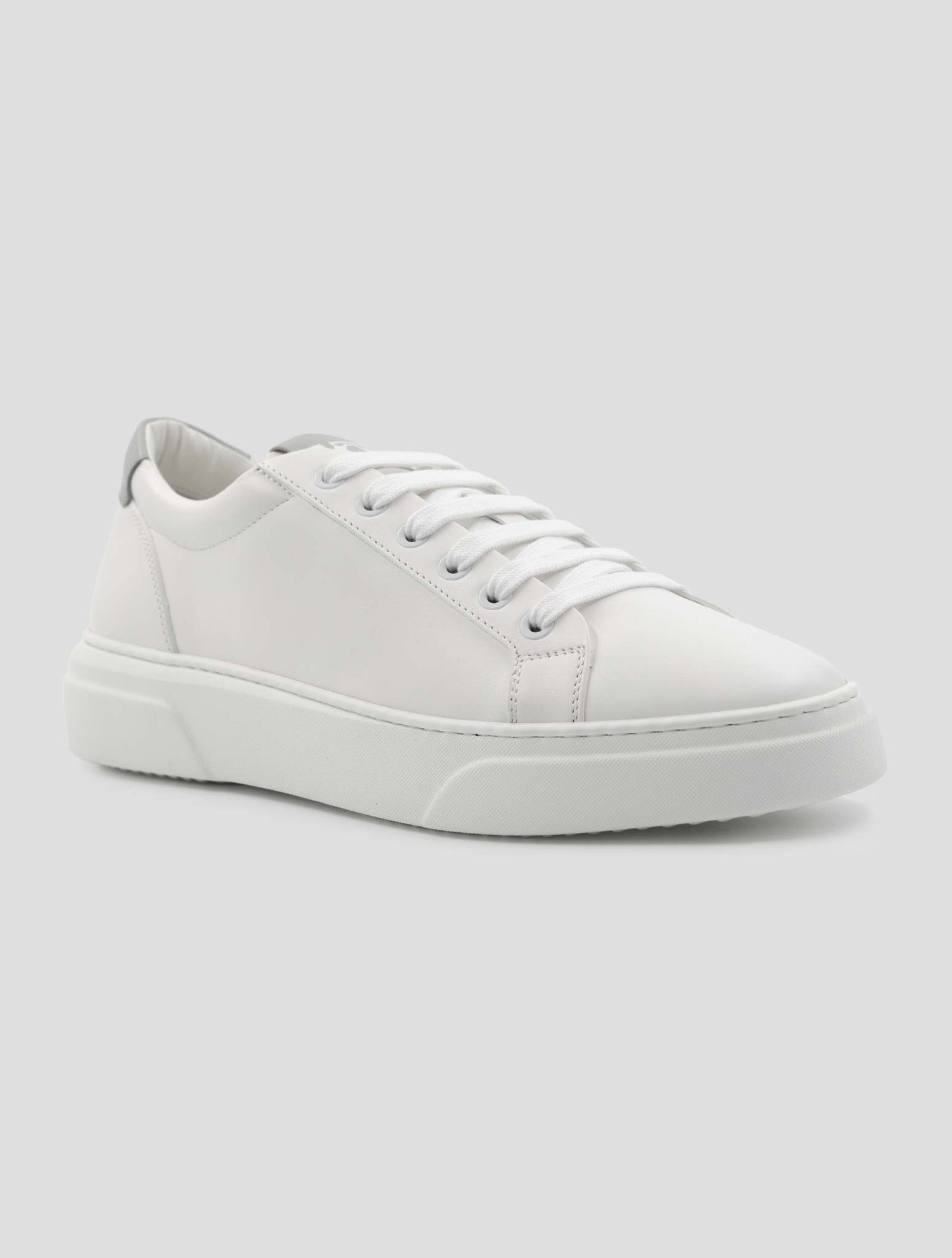 Kiton White Gray Leather Sneakers