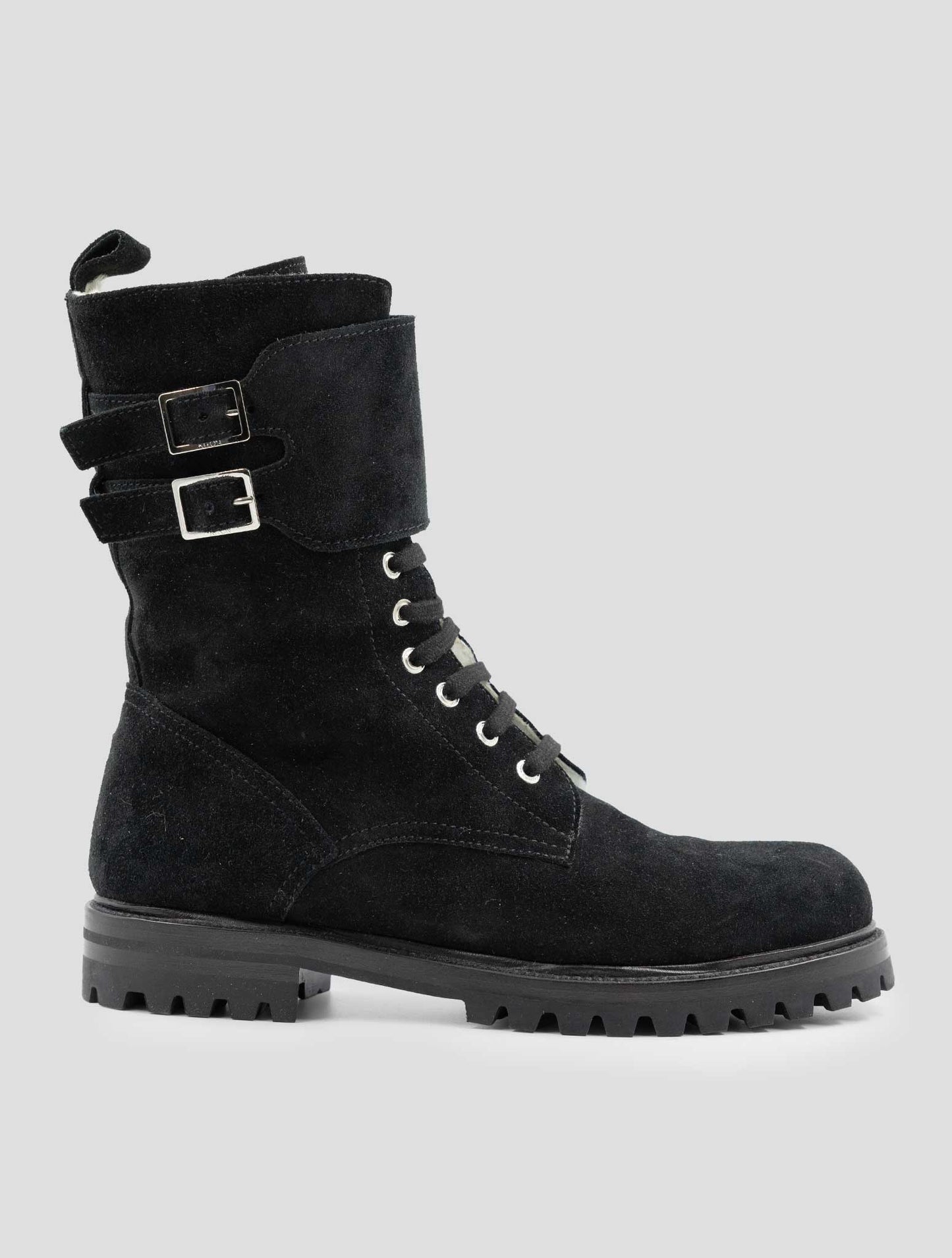 Kiton Black Leather Suede With Fur Boots