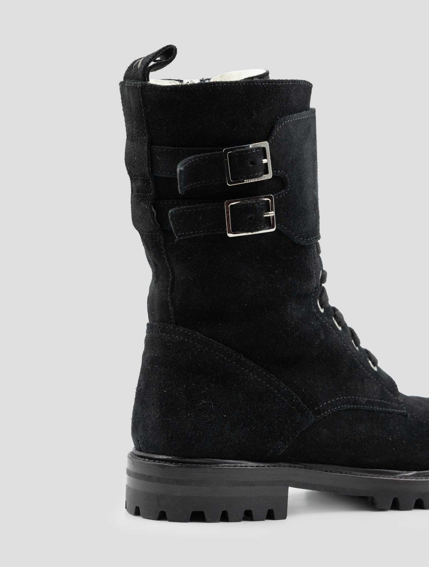 Kiton Black Leather Suede With Fur Boots