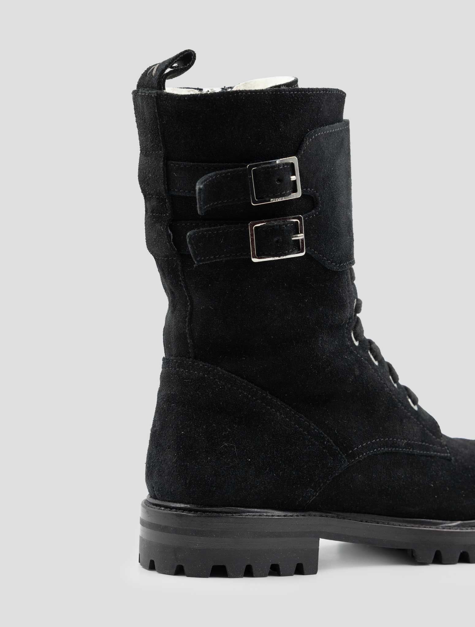 Kiton Black Leather Suede With Fur Boots