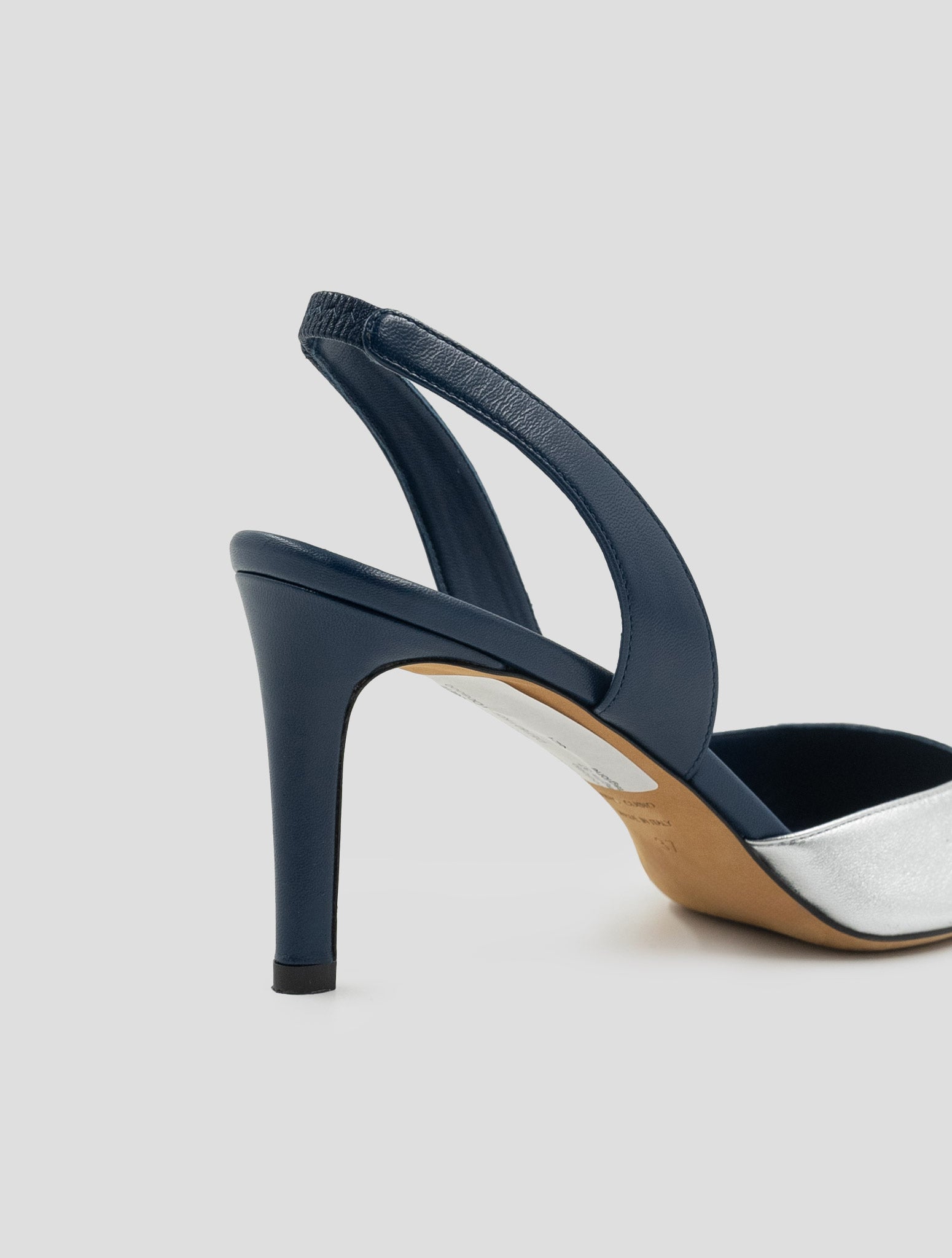 Kiton Silver Blue Leather Slingbacks