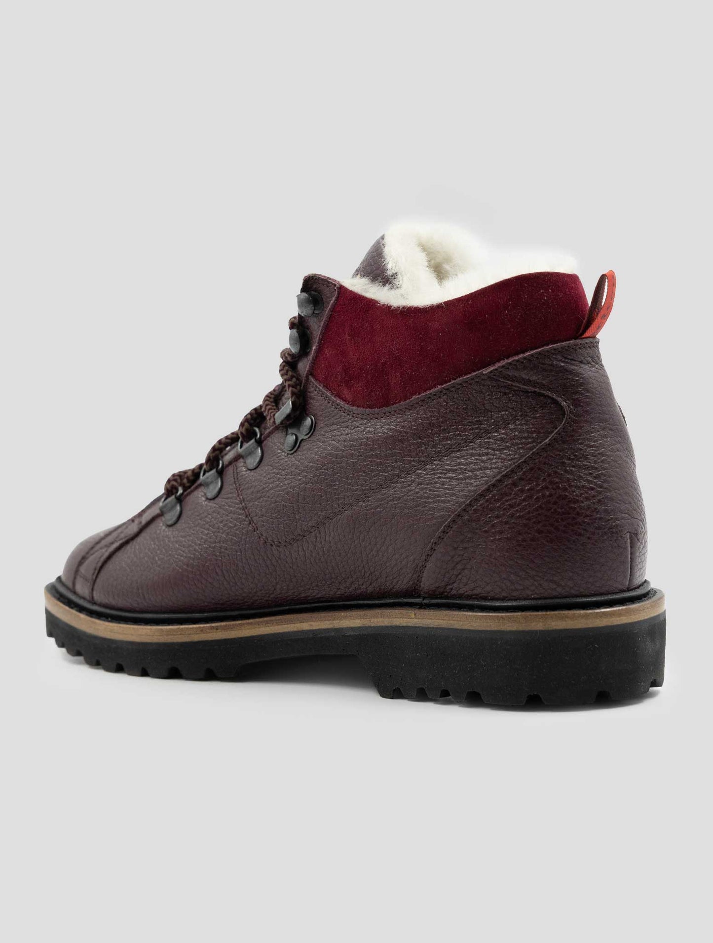 Kiton Burgundy Leather Derr With Fur Boots