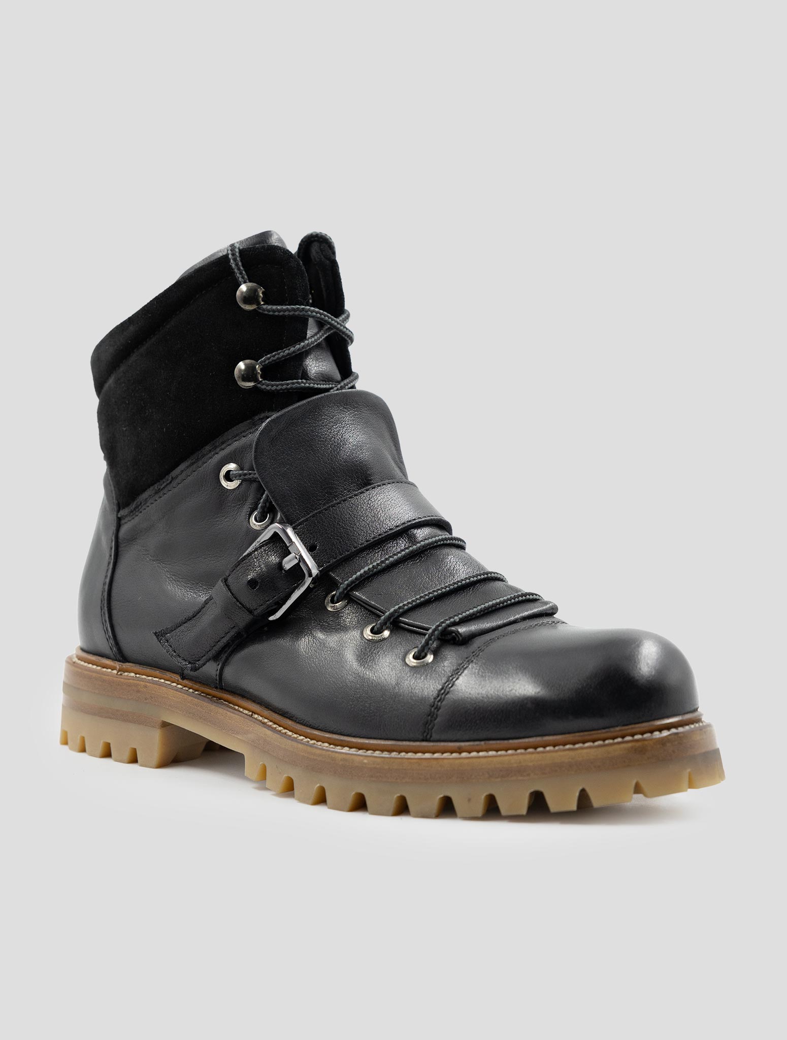 Kiton Black Leather Leather Suede Boots