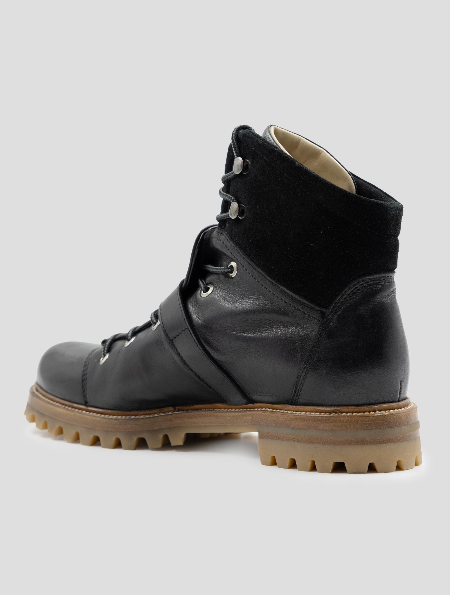 Kiton Black Leather Leather Suede Boots