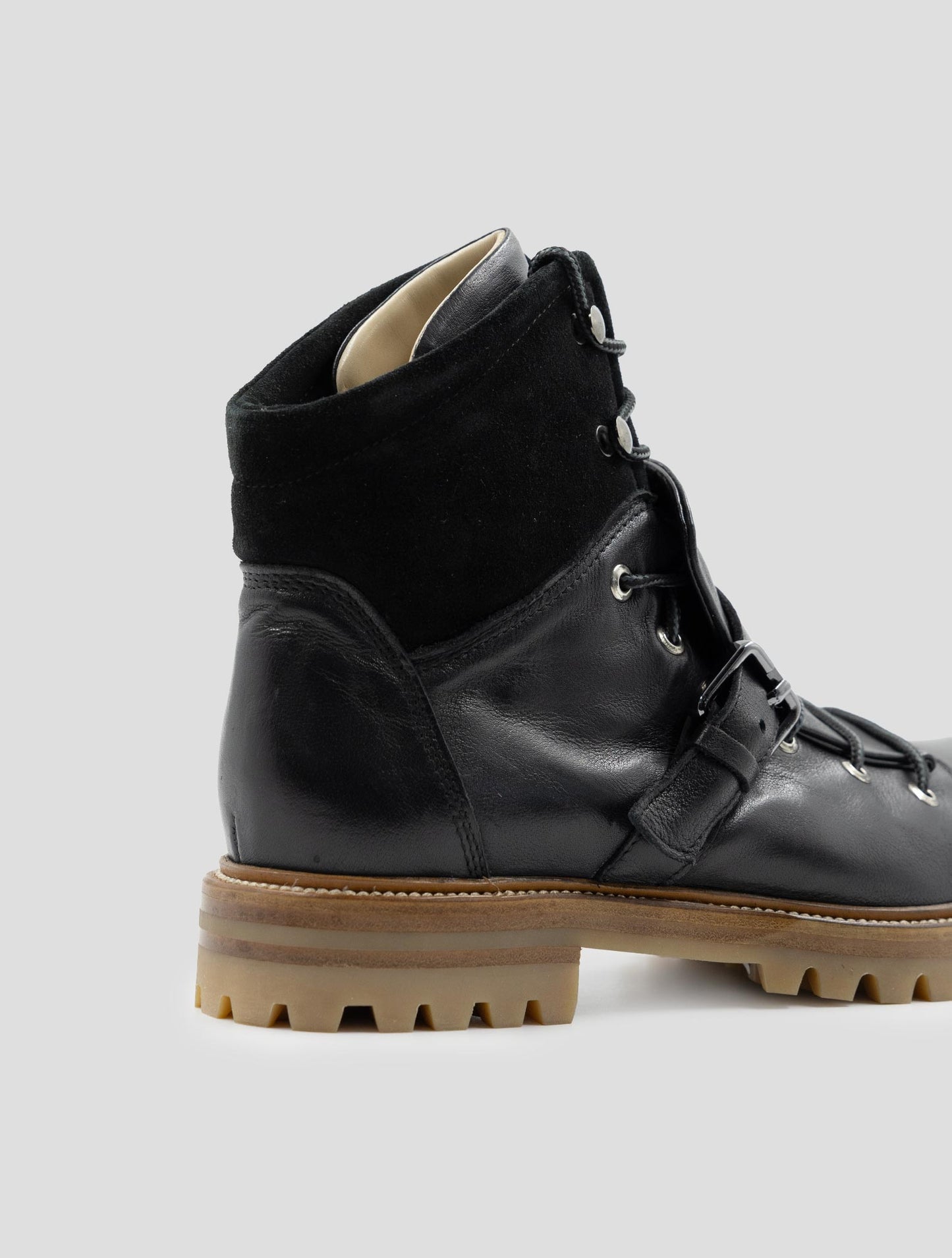 Kiton Black Leather Leather Suede Boots