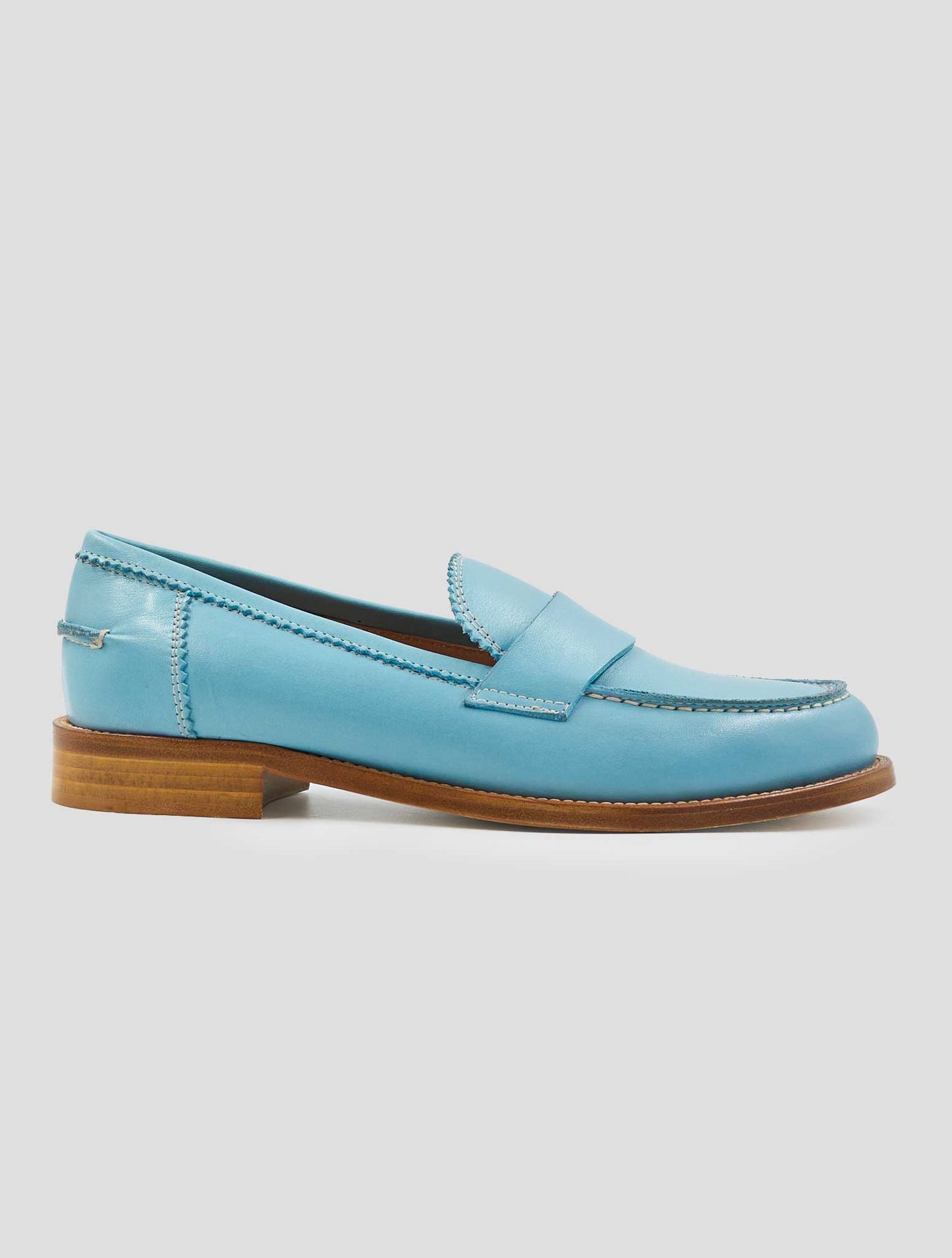 Kiton Light Blue Leather Loafers