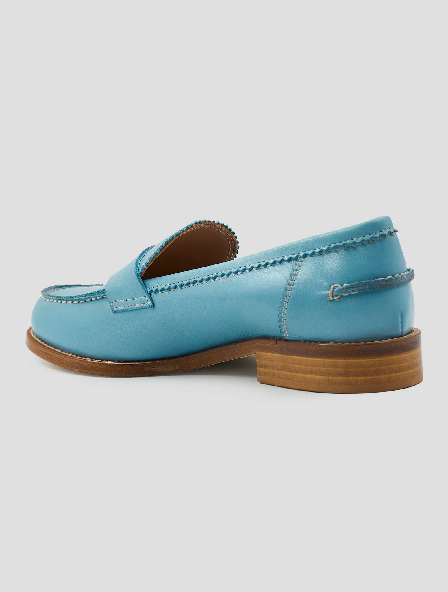 Kiton Light Blue Leather Loafers