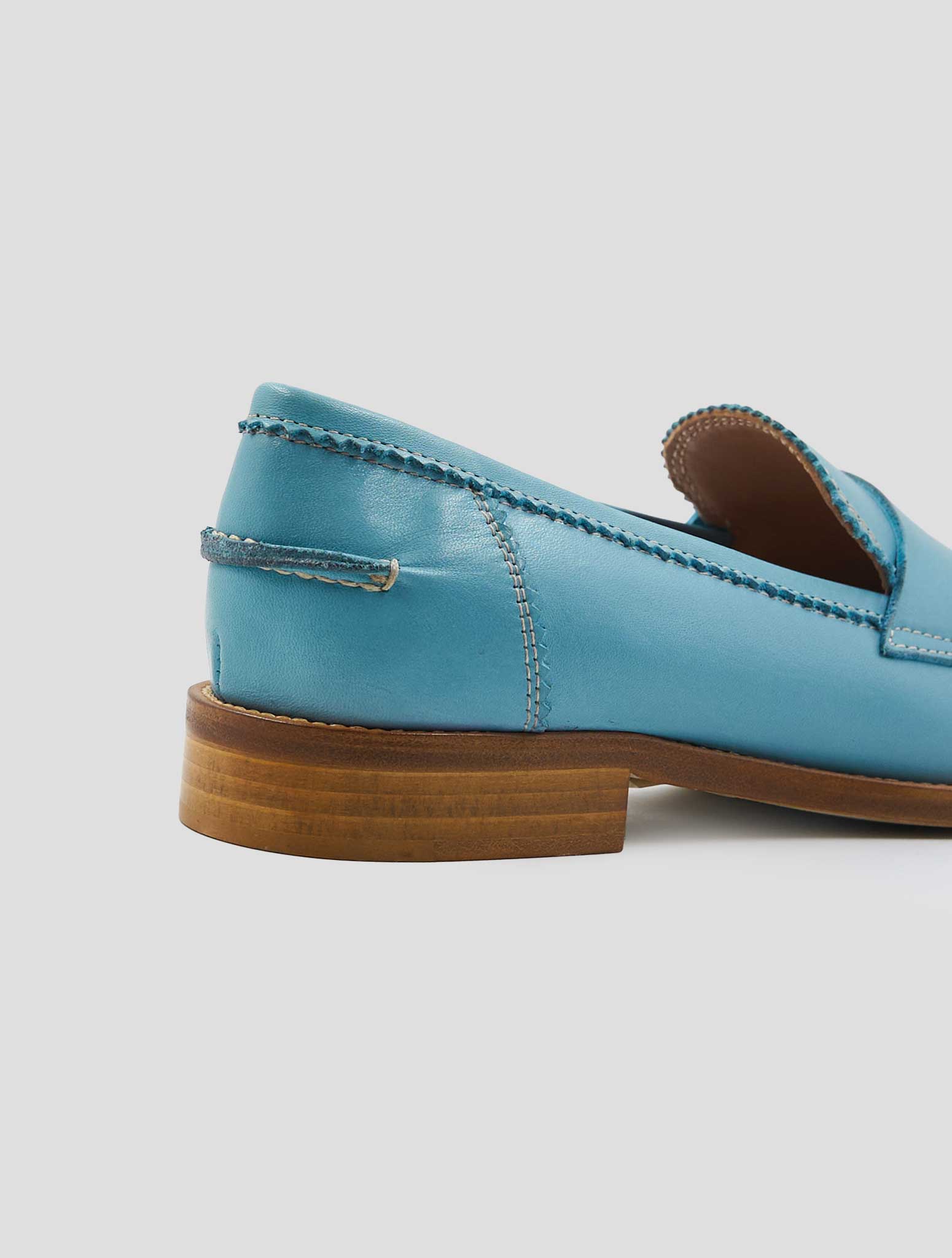 Kiton Light Blue Leather Loafers
