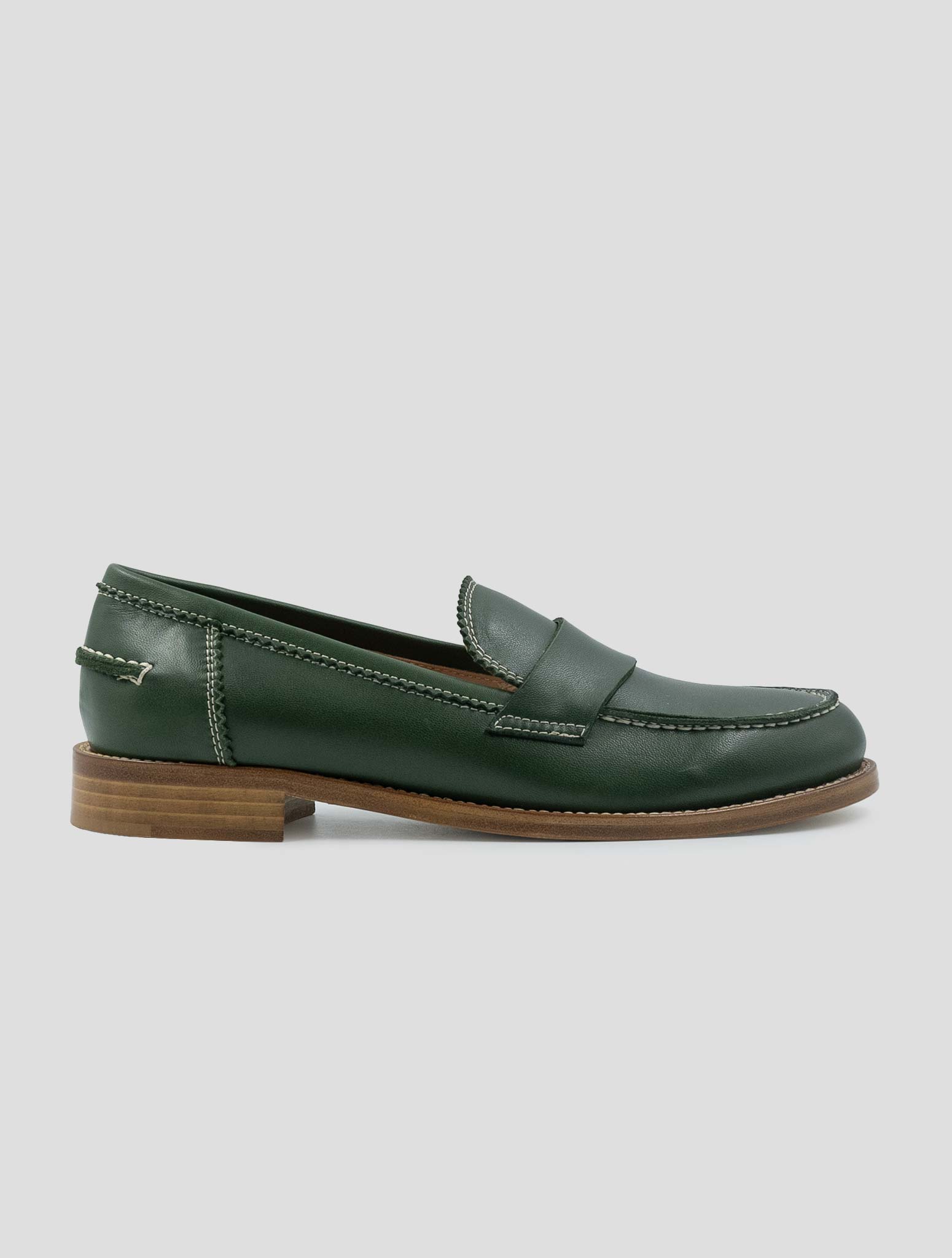 Kiton Green Leather Loafers